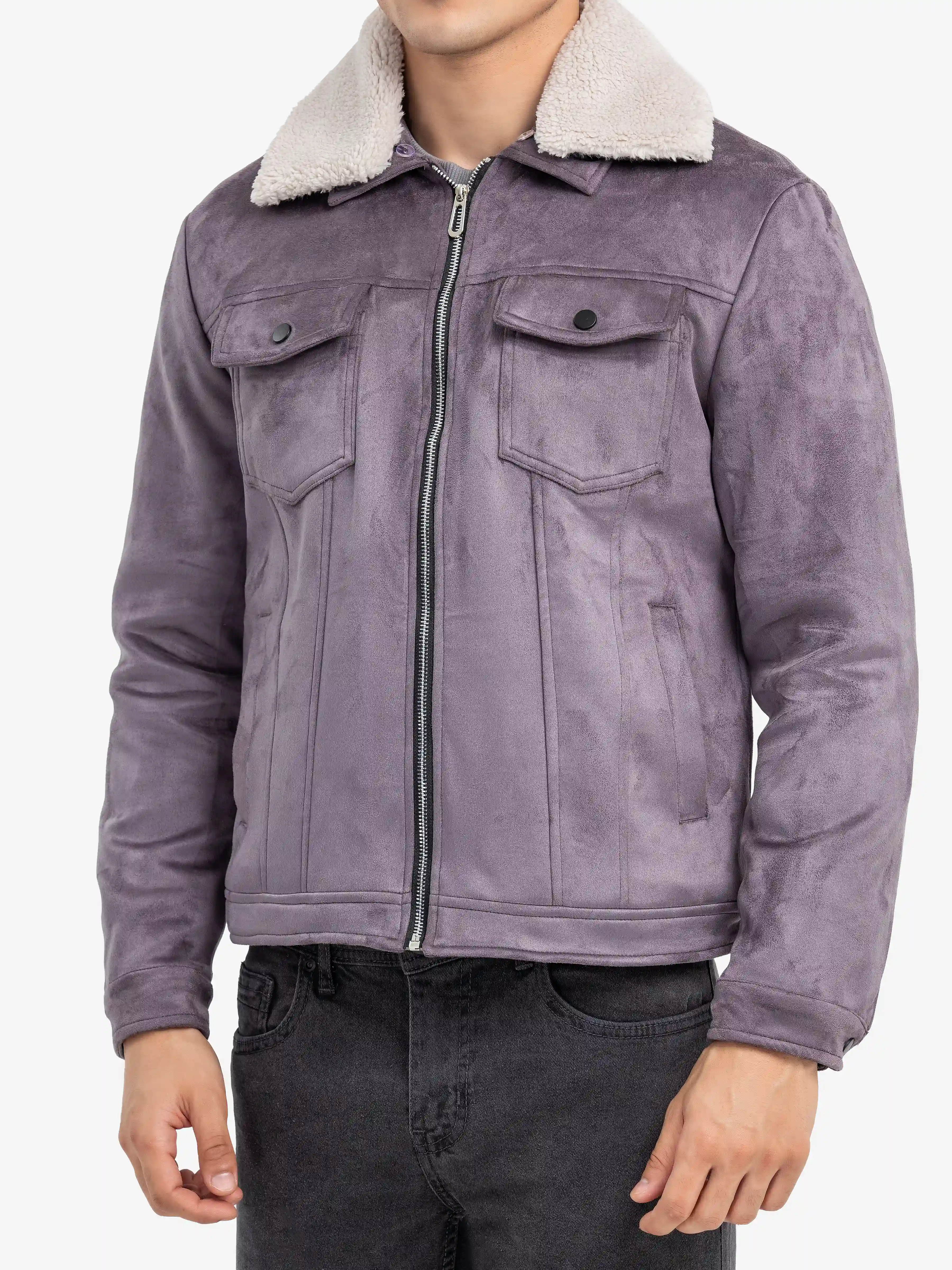 Fur Collar Suede Jacket - EMTJ24-015 - Image 4