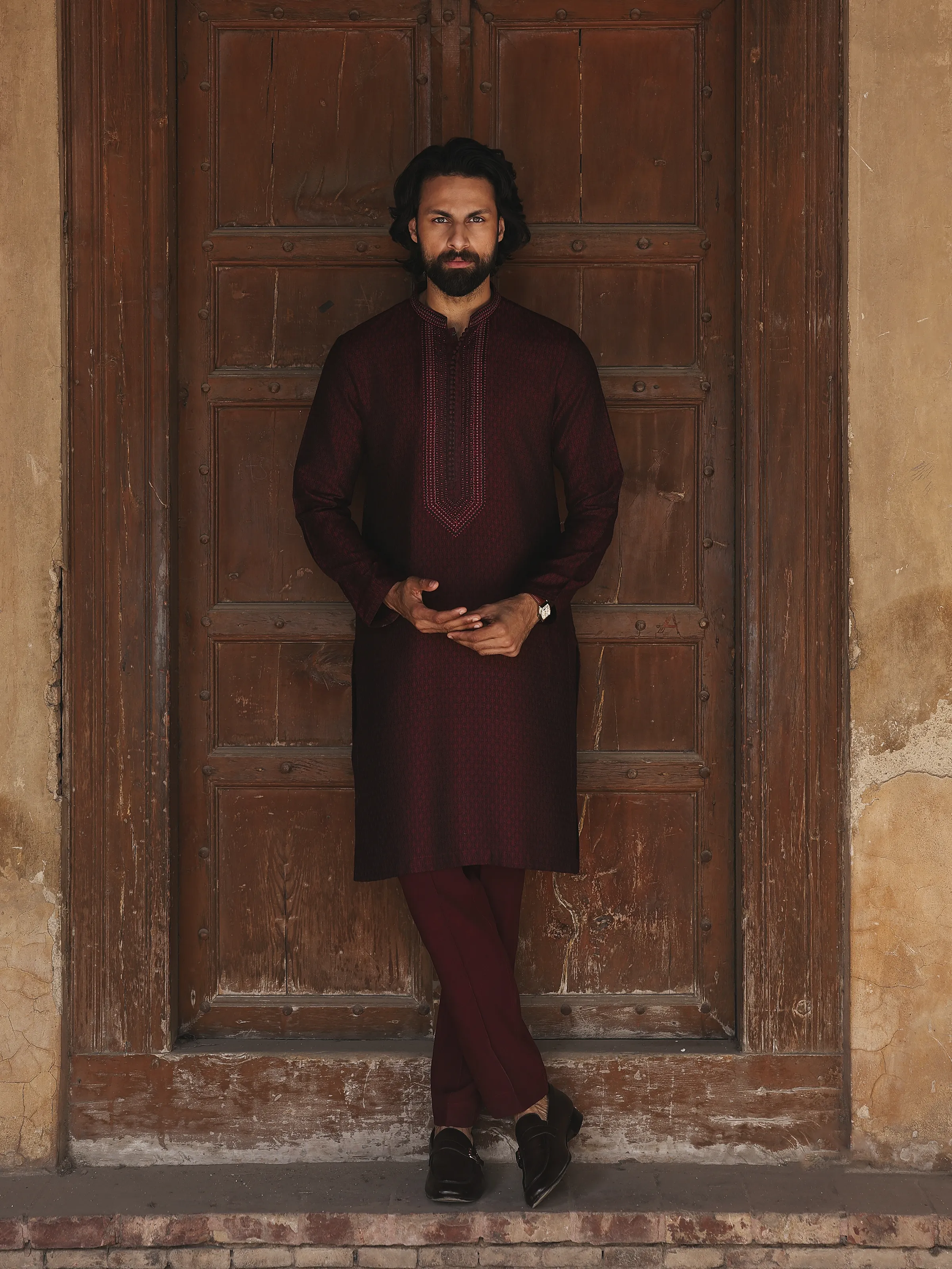 Embroidered Jamawar Kurta - EMTKC5-160