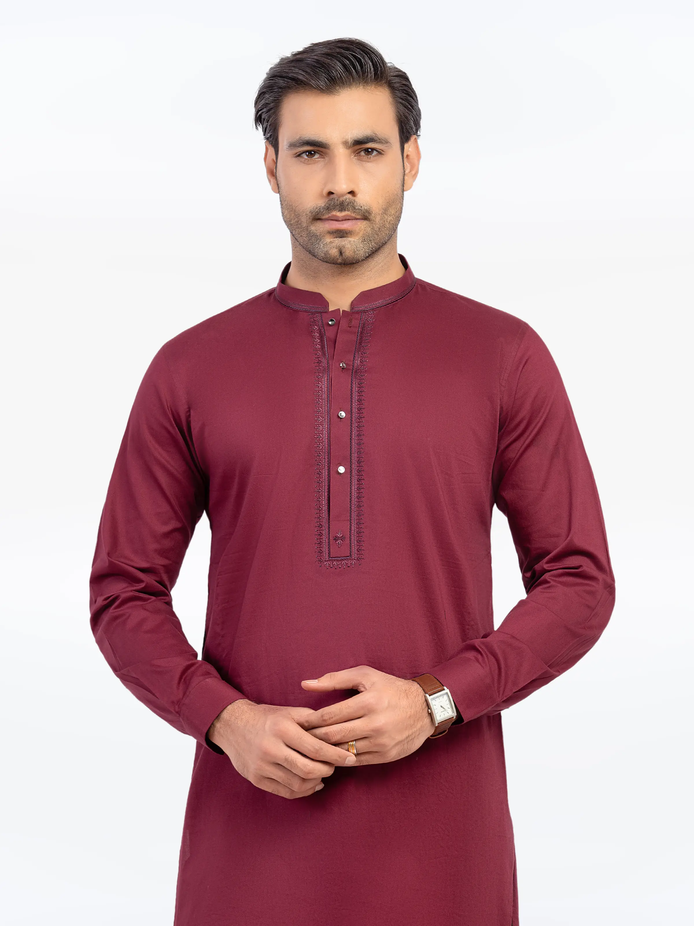 Embroidered Cotton Kurta Pajama - EMTKPT5-065 - Image 2
