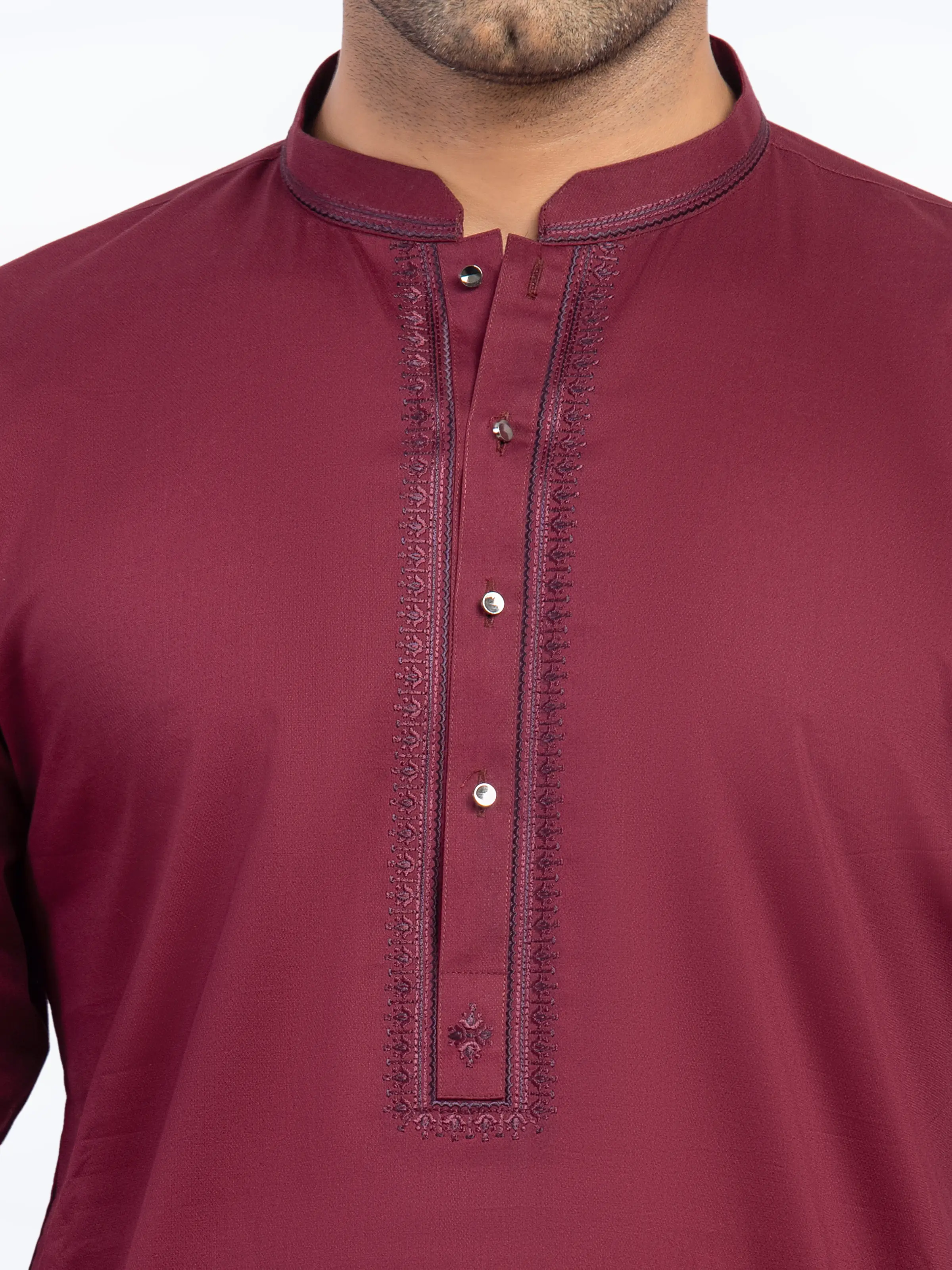 Embroidered Cotton Kurta Pajama - EMTKPT5-065 - Image 3