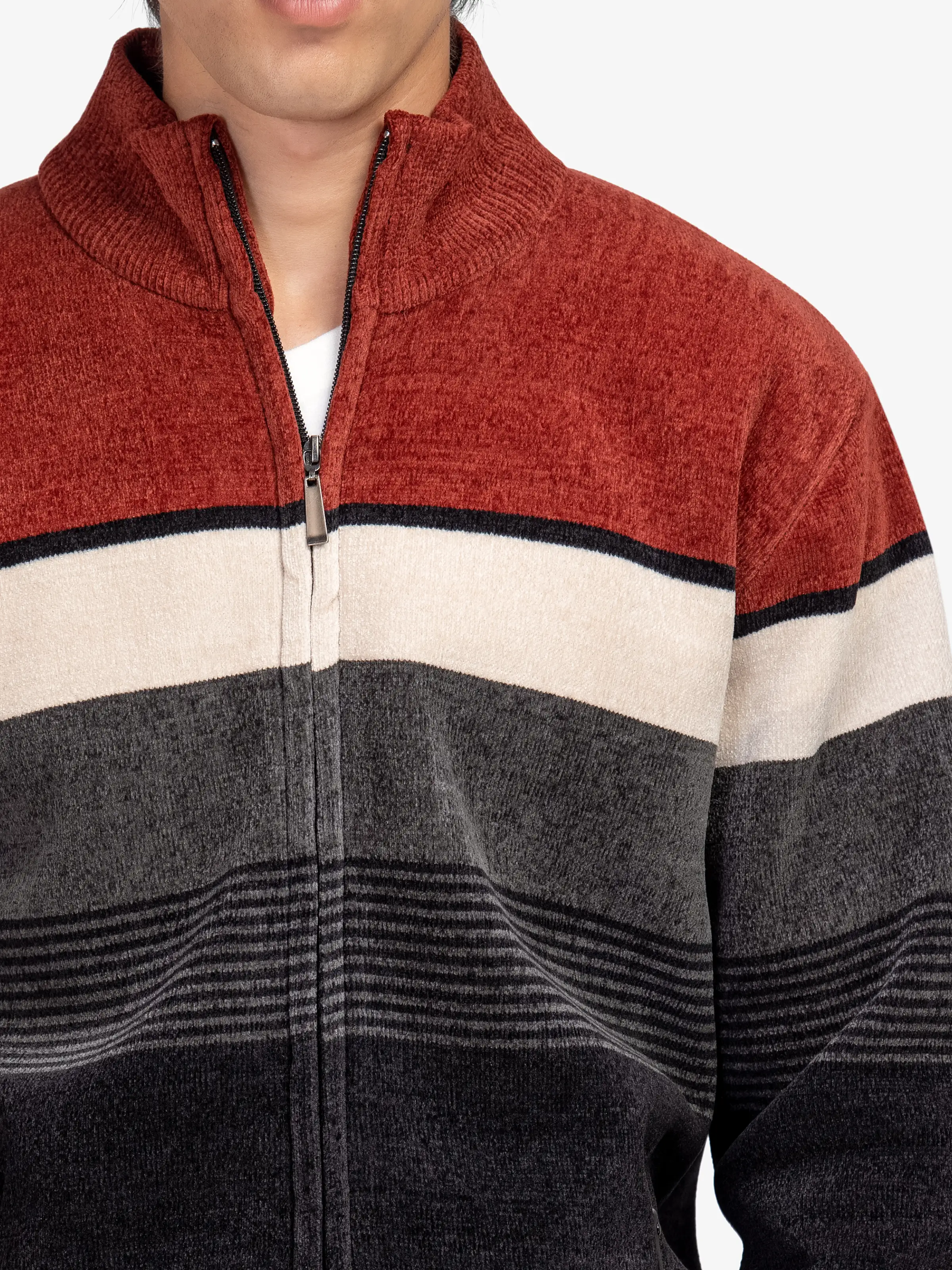 Striped Zipper Sweater - EMTSWT5-010 - Image 2