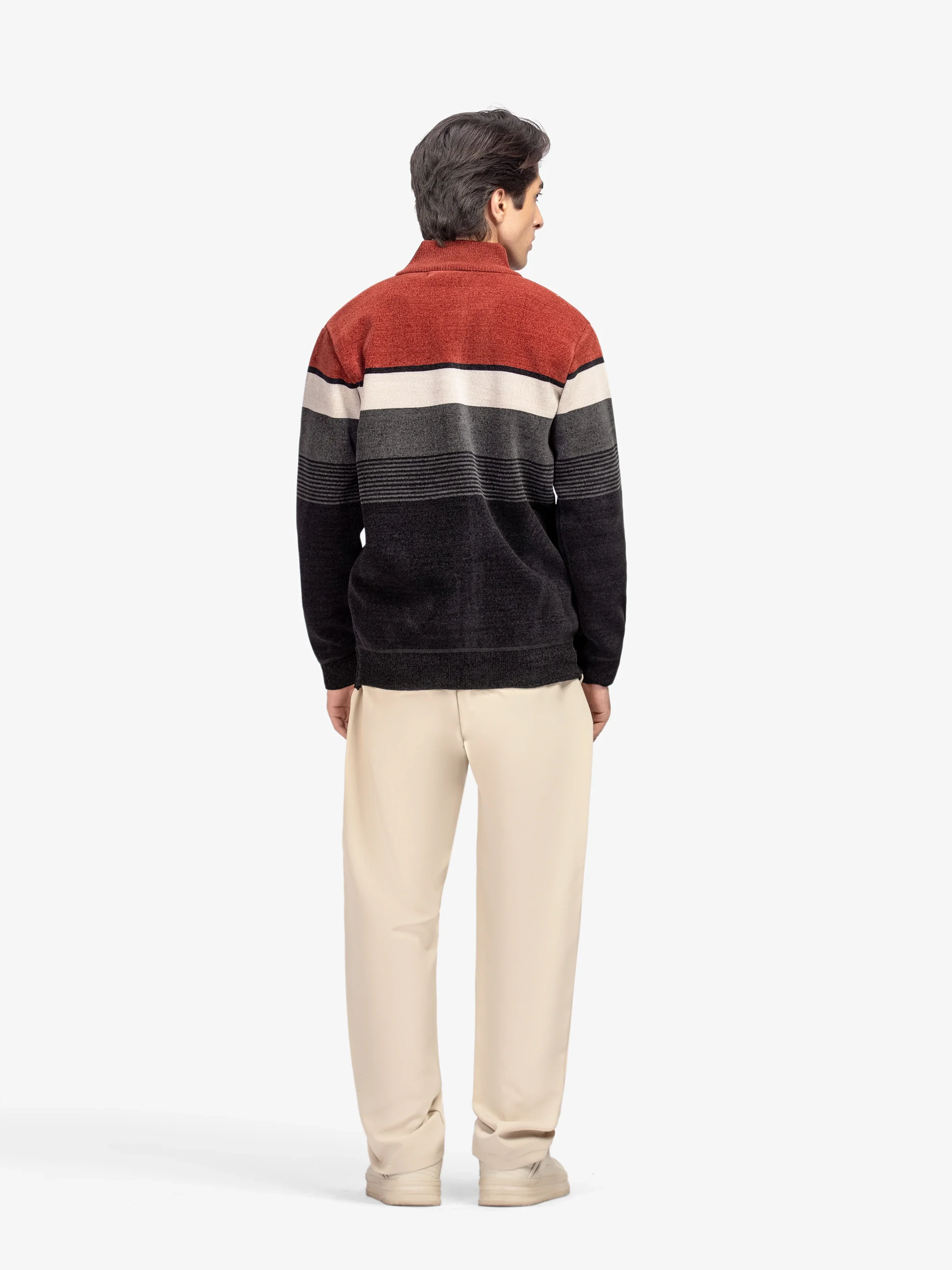 Striped Zipper Sweater - EMTSWT5-010 - Image 5