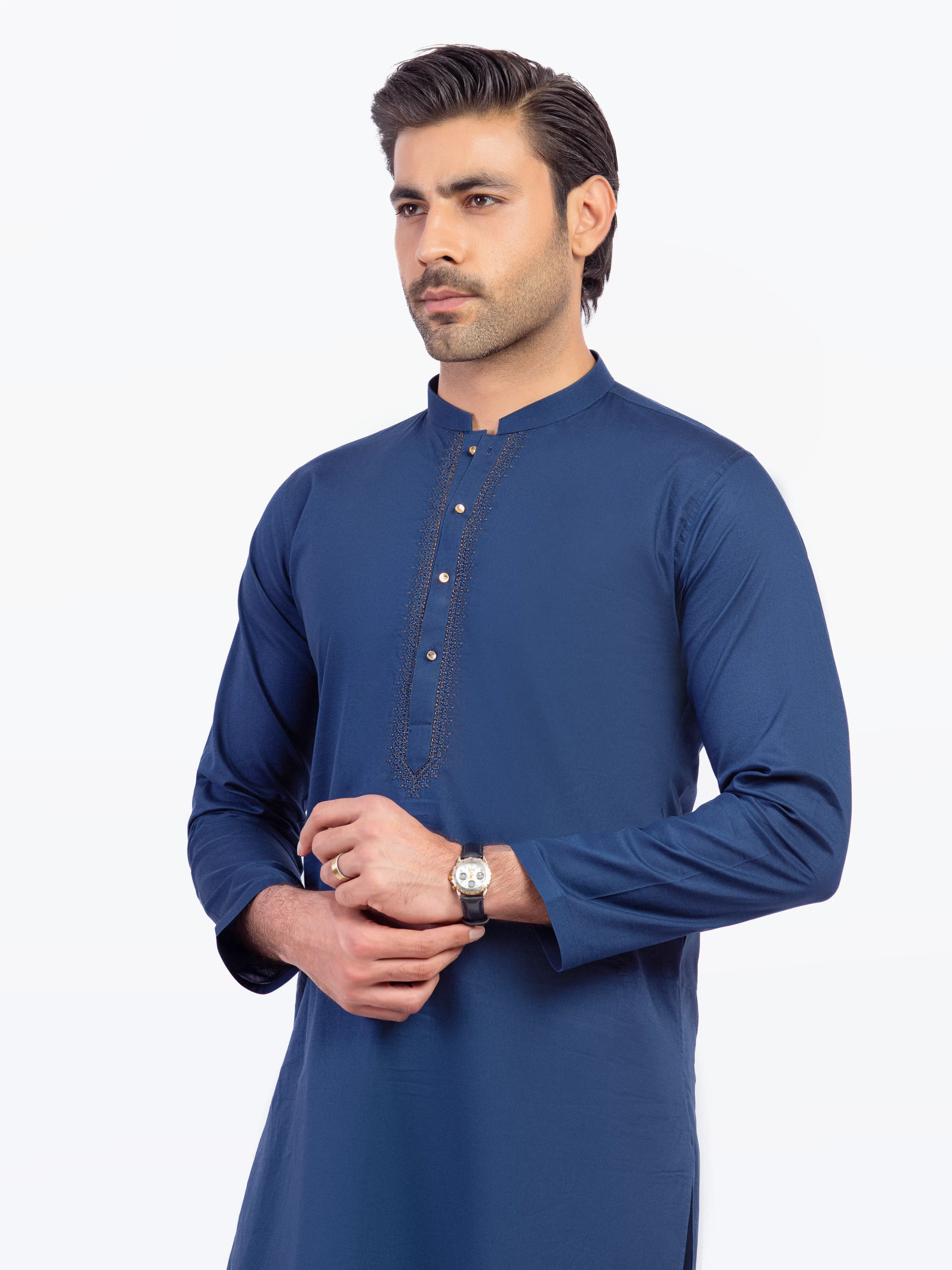 Embroidered Cotton Kurta Pajama - EMTKPT5-064 - Image 2