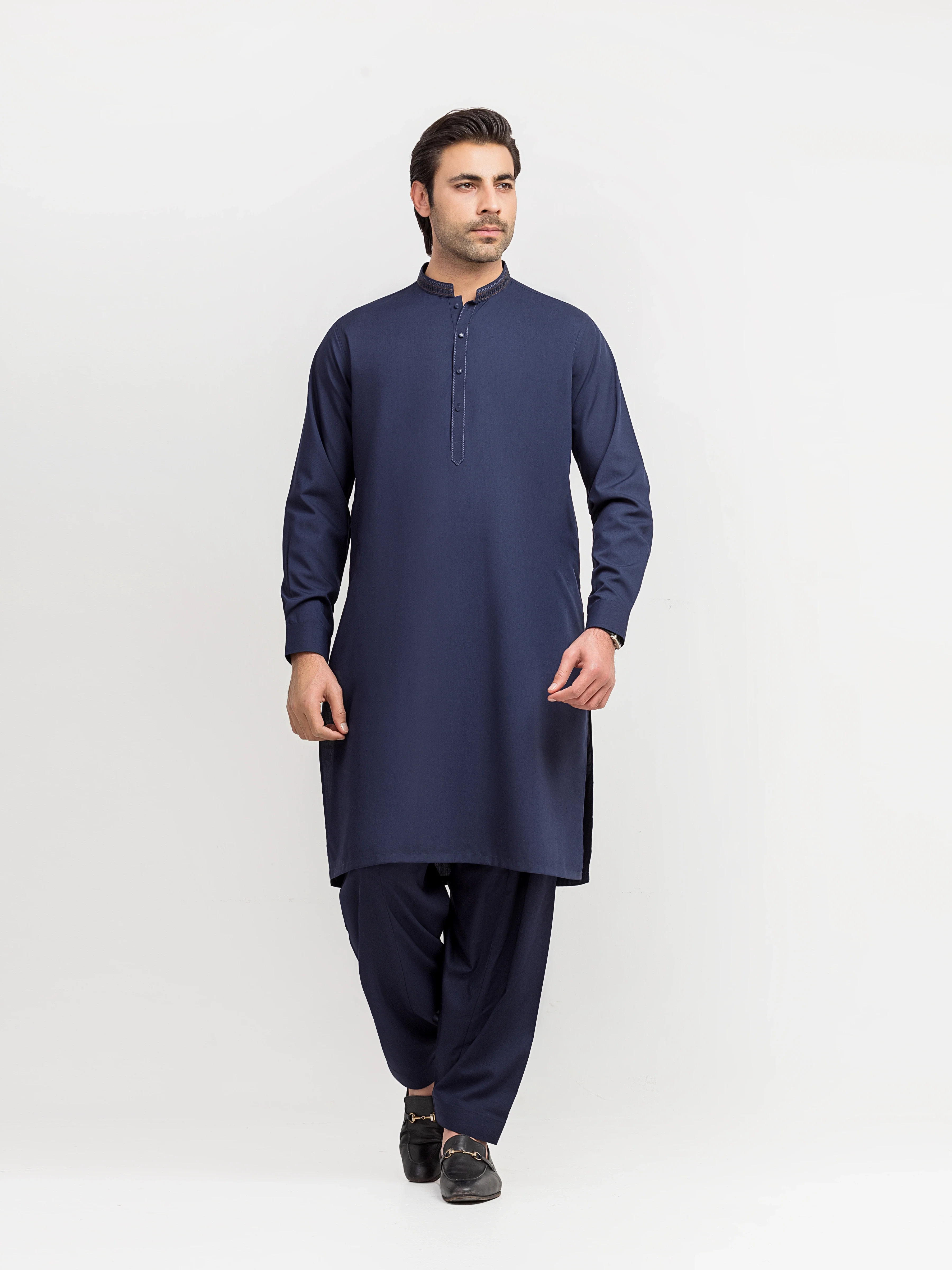 Men's Navy Blue Shalwar Kameez - EMTKS6-41238