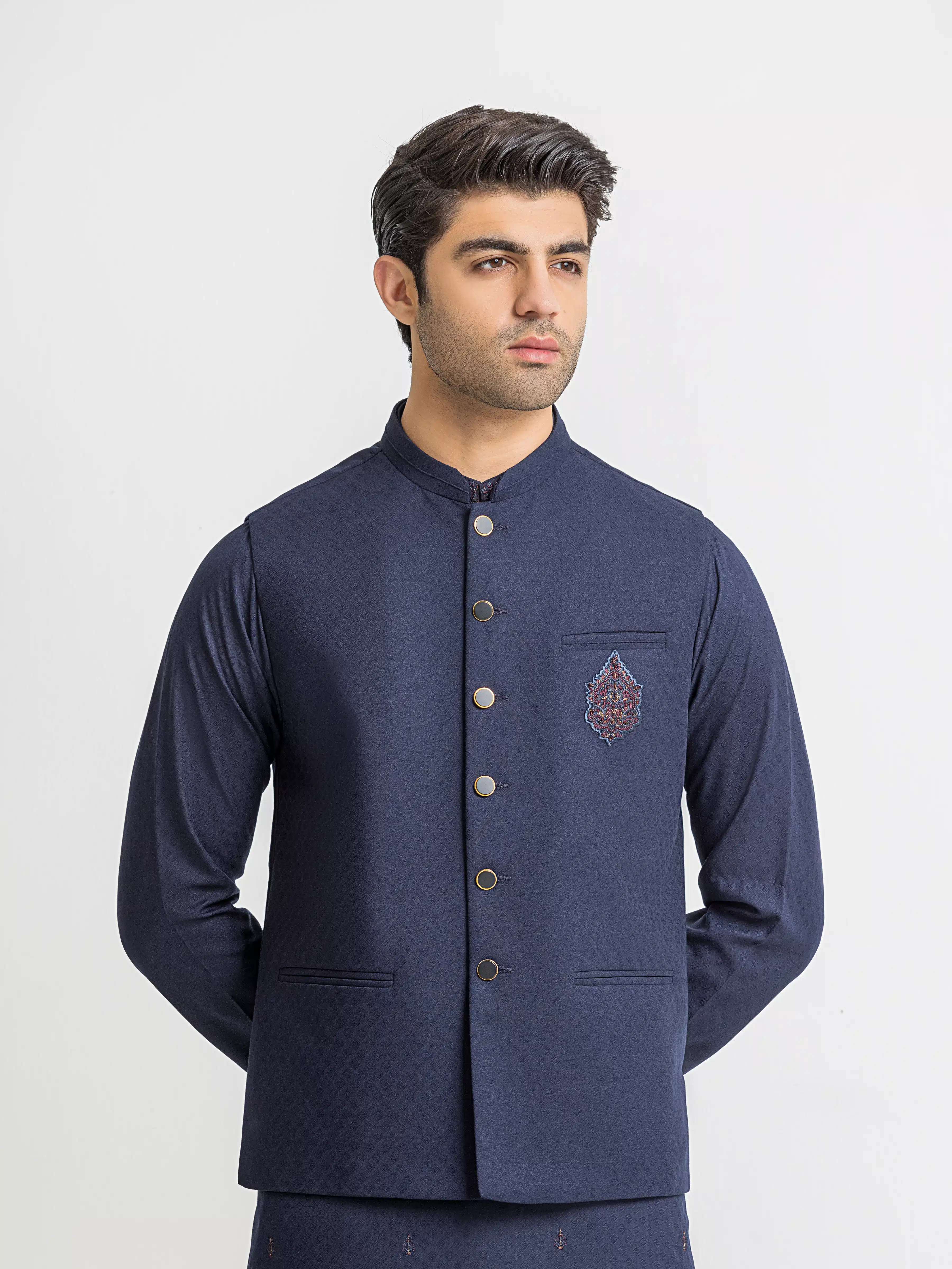 Embroidered Blended Waistcoat Suit - EMTWCSC5-017 - Image 2