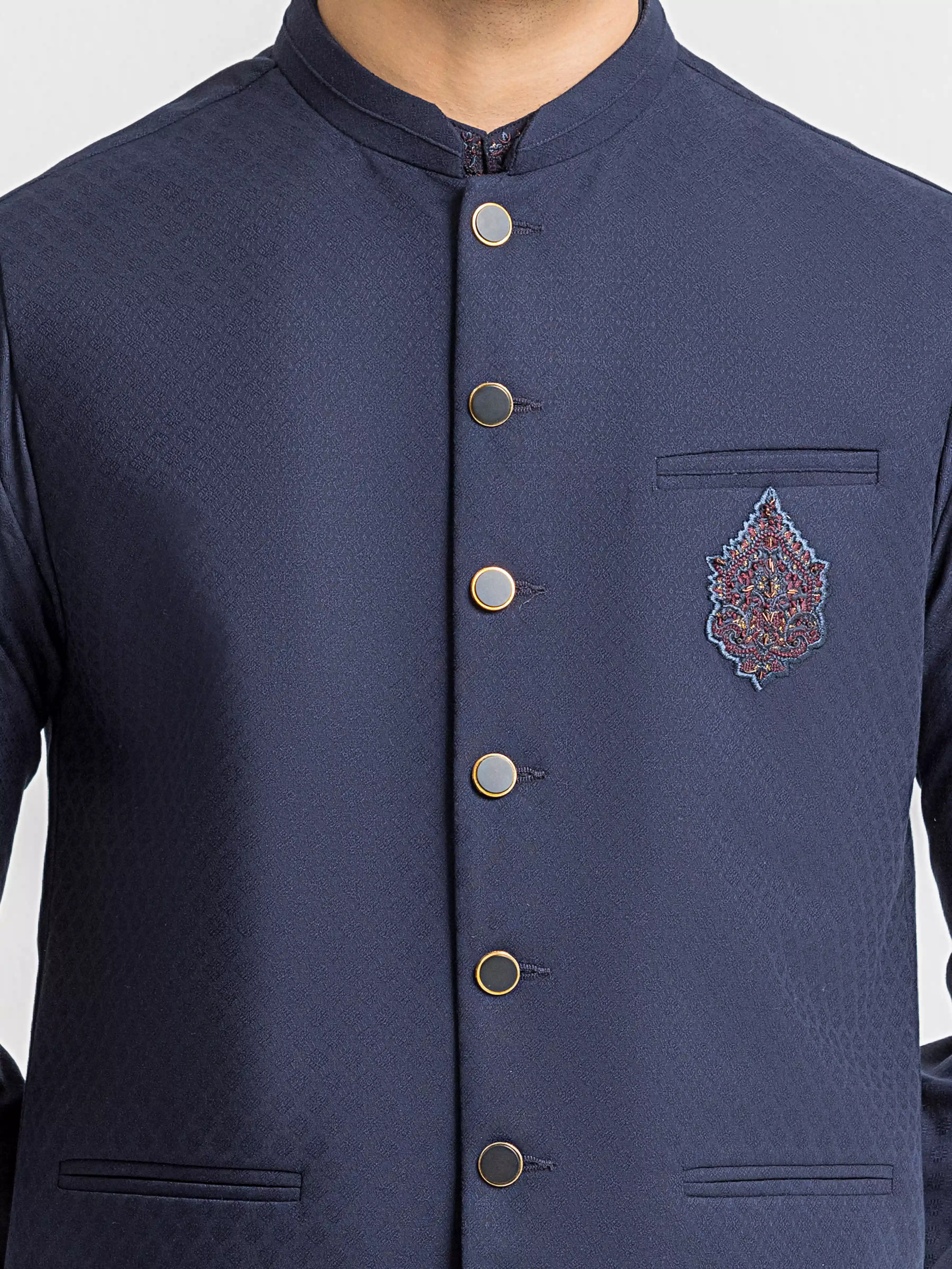 Embroidered Blended Waistcoat Suit - EMTWCSC5-017 - Image 3