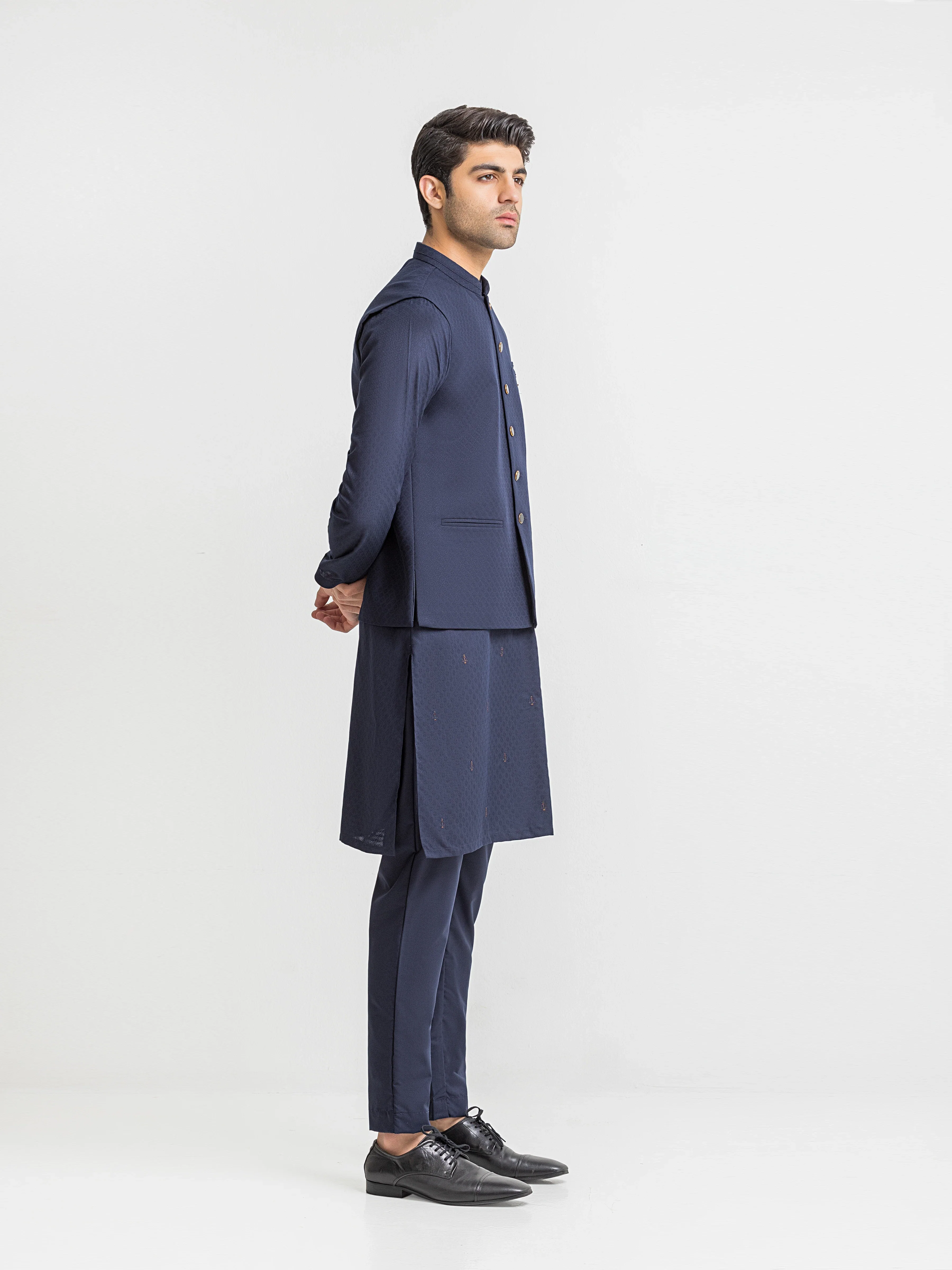 Embroidered Blended Waistcoat Suit - EMTWCSC5-017 - Image 4