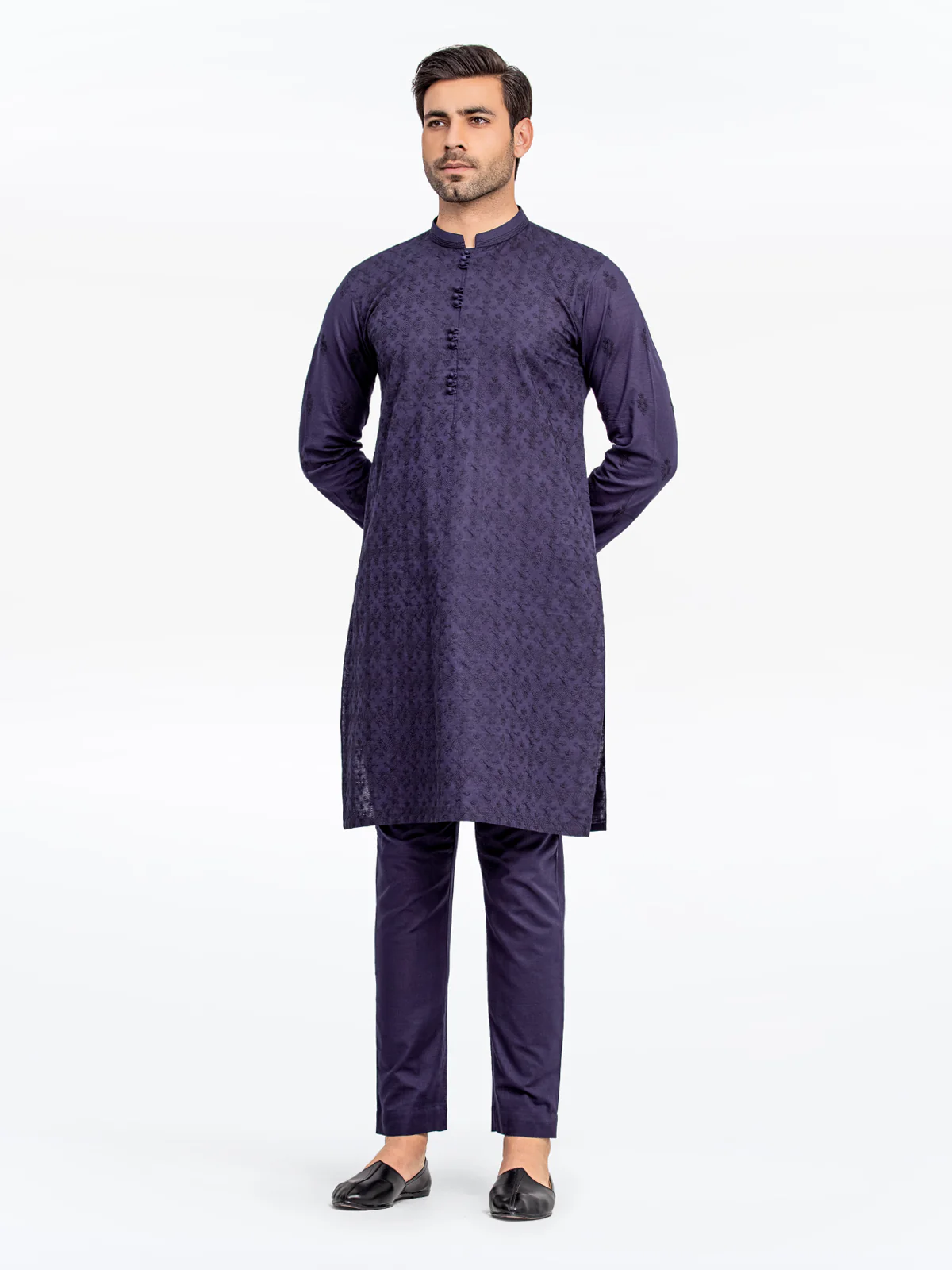 Embroidered Khaddar Kurta Pajama - EMTSC23-092