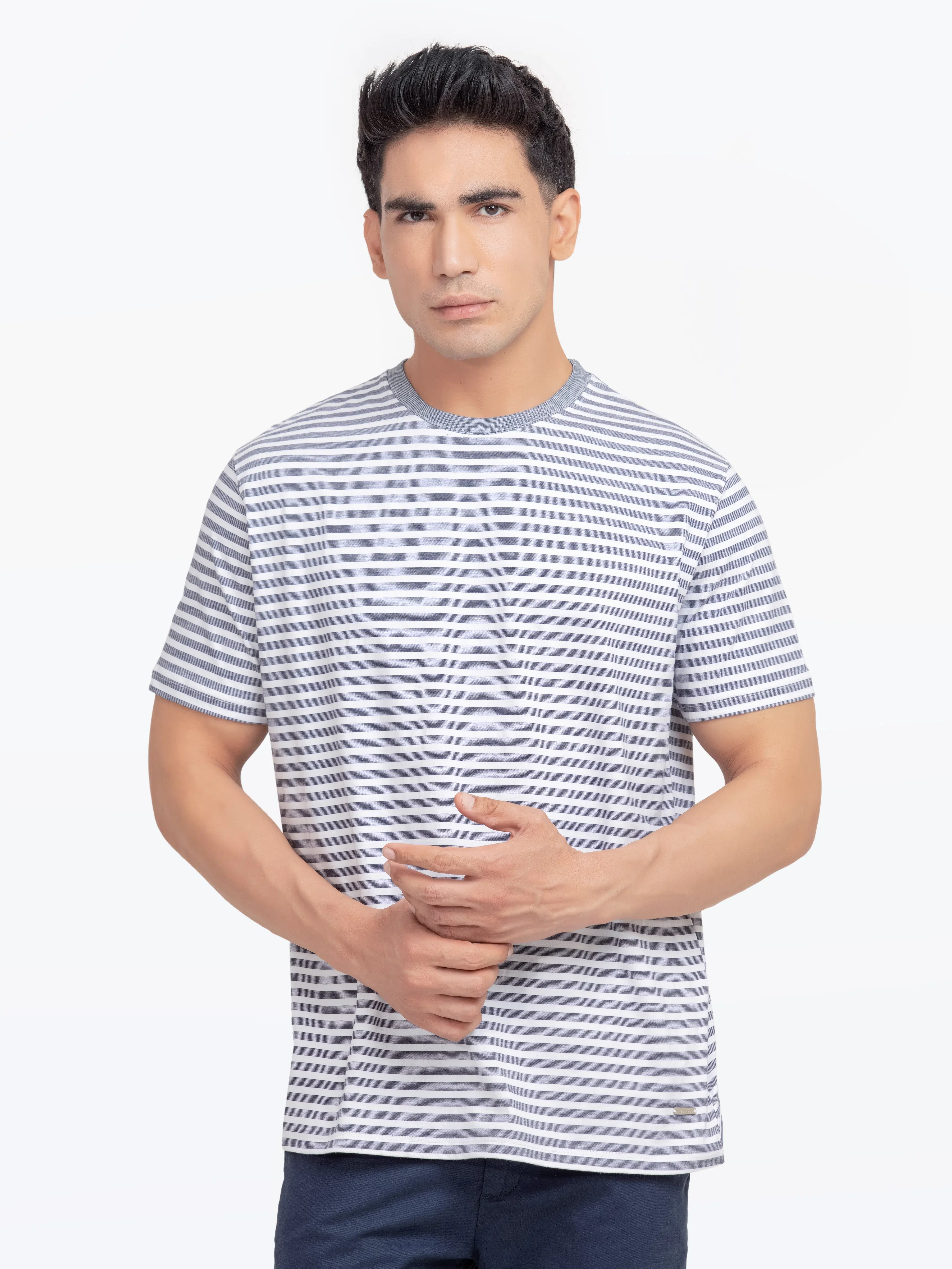Crew Neck Striped Tee - EMTGT5-030
