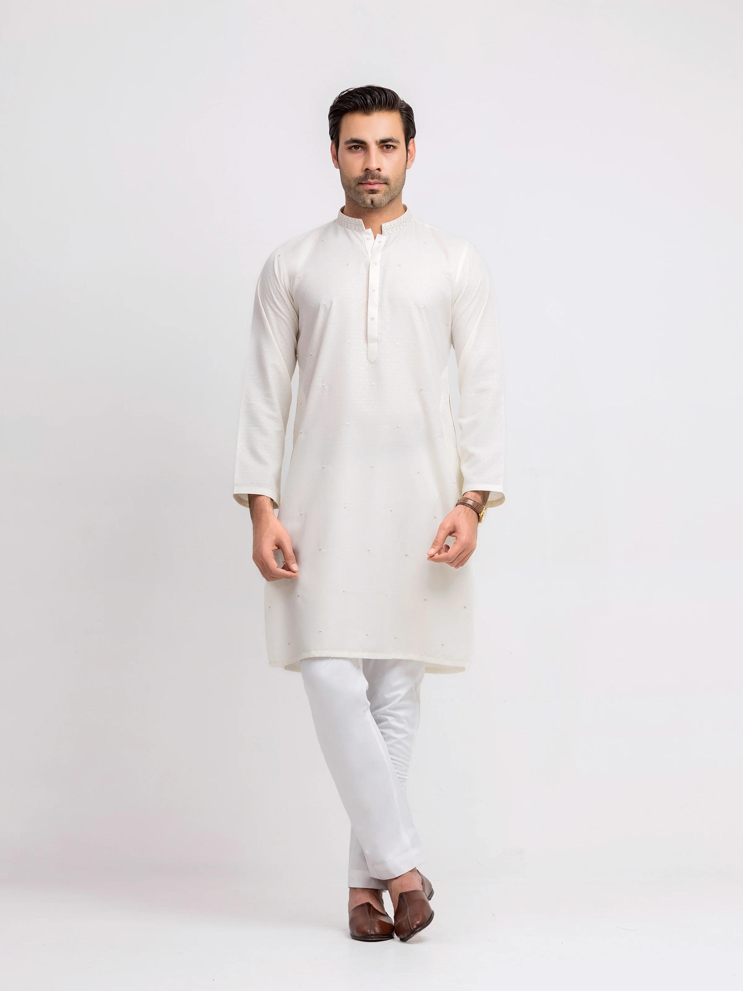 Embroidered Jacquard Kurta - EMTK5-99612