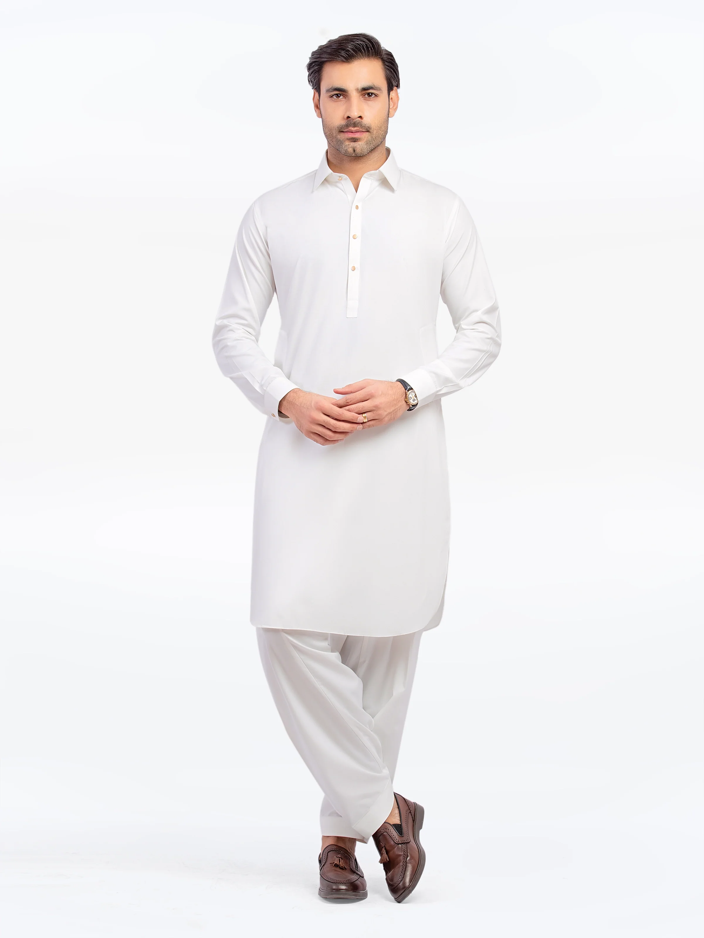 Men's Off White Shalwar Kameez - EMTKS5-41170