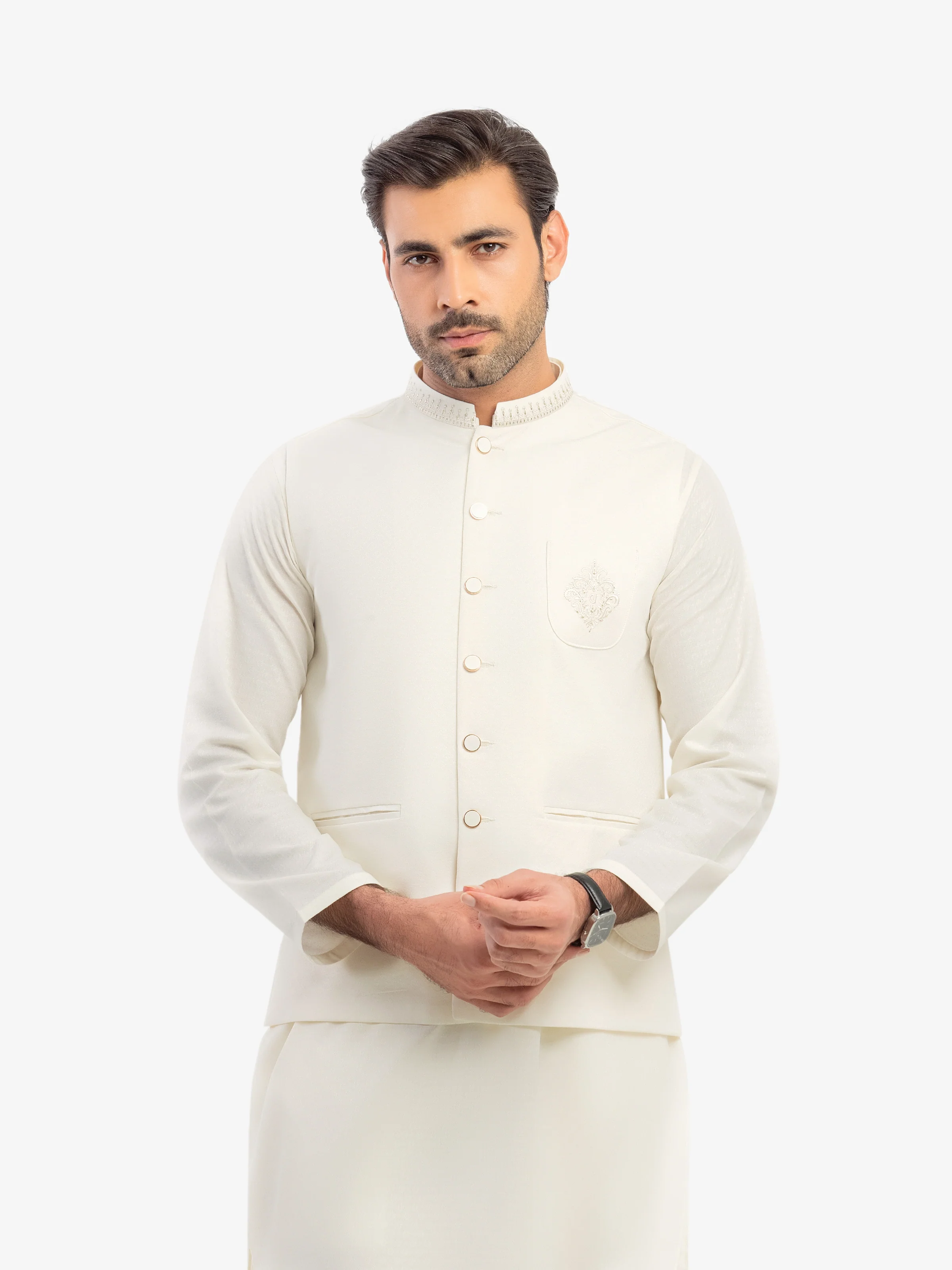 Embroidered Jacquard Waistcoat Suit - EMTWCS5-014