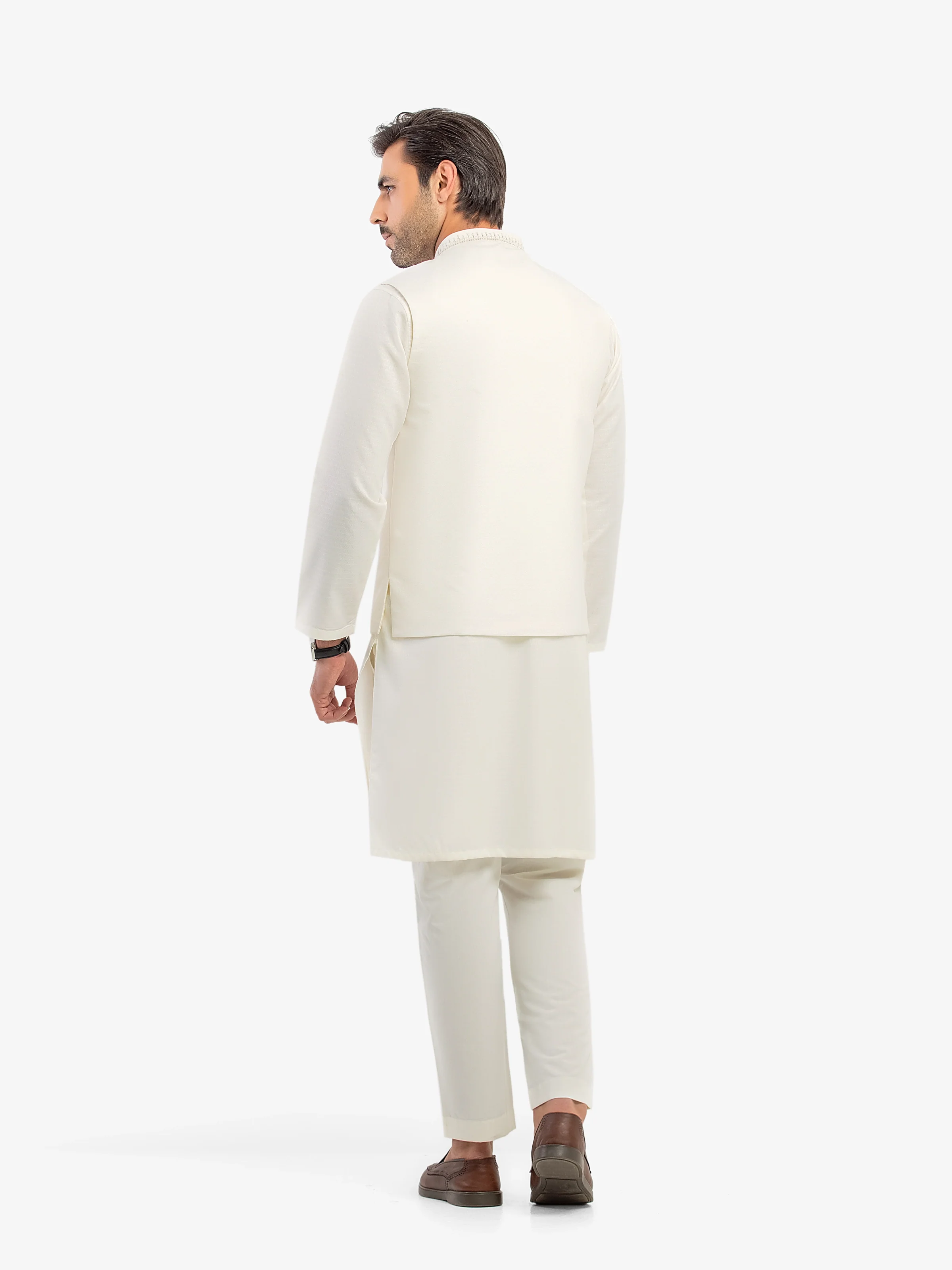 Embroidered Jacquard Waistcoat Suit - EMTWCS5-014 - Image 5