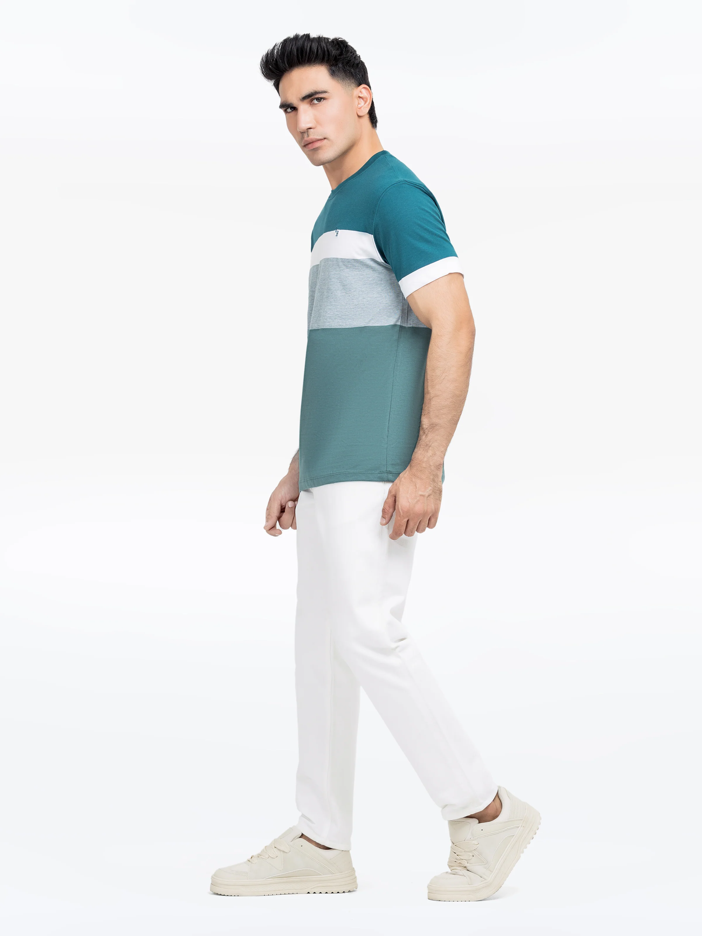 Crew Neck Striped Tee - EMTGT24-013 - Image 4
