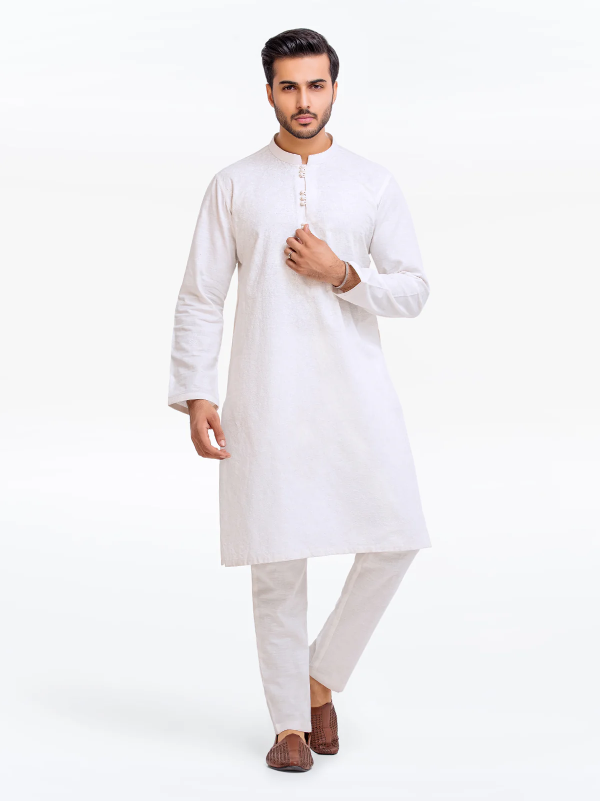 Embroidered Khaddar Kurta Pajama - EMTSC23-091
