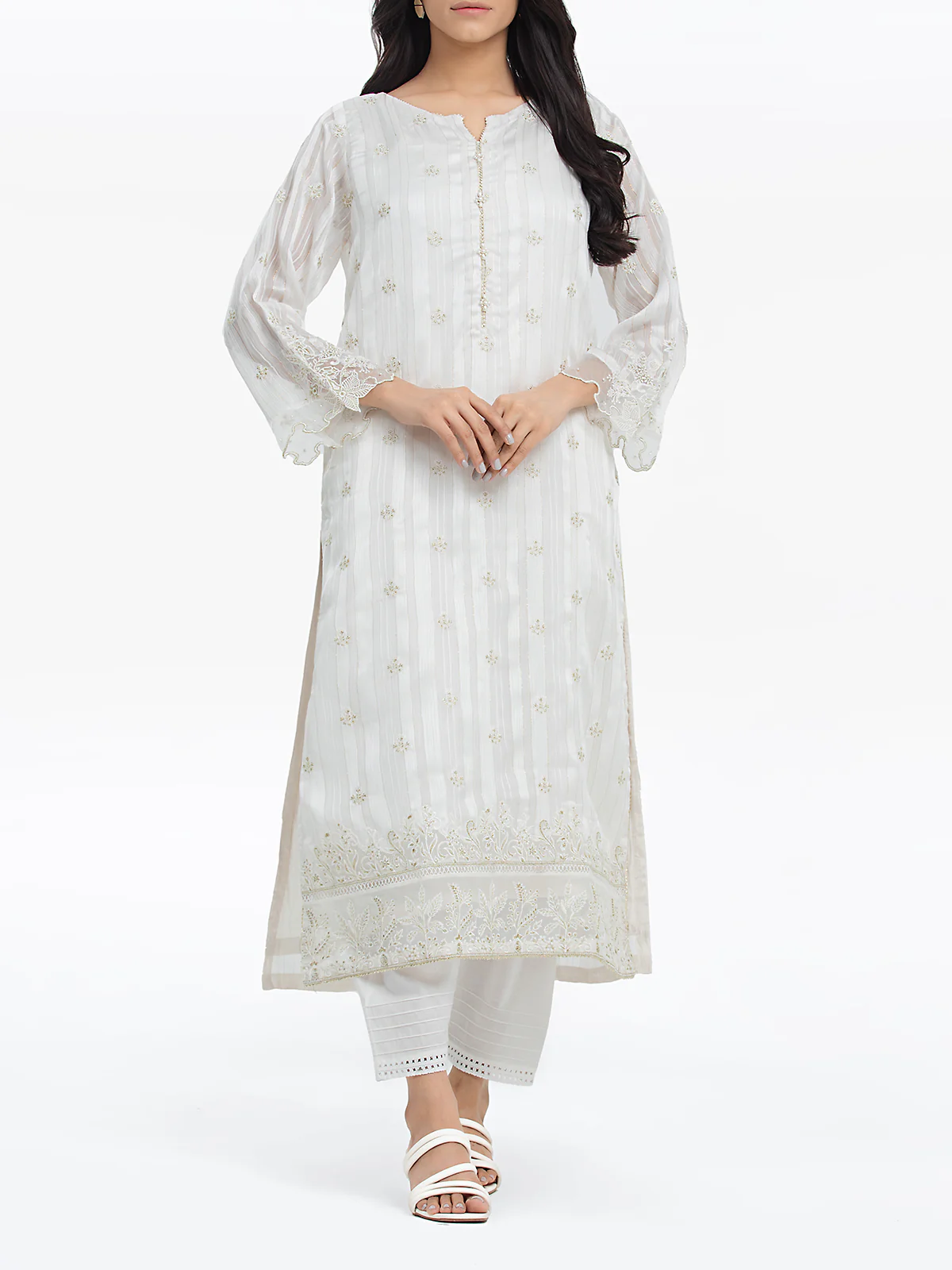 Embroidered Chiffon Shirt - EWTPLE24-00012S