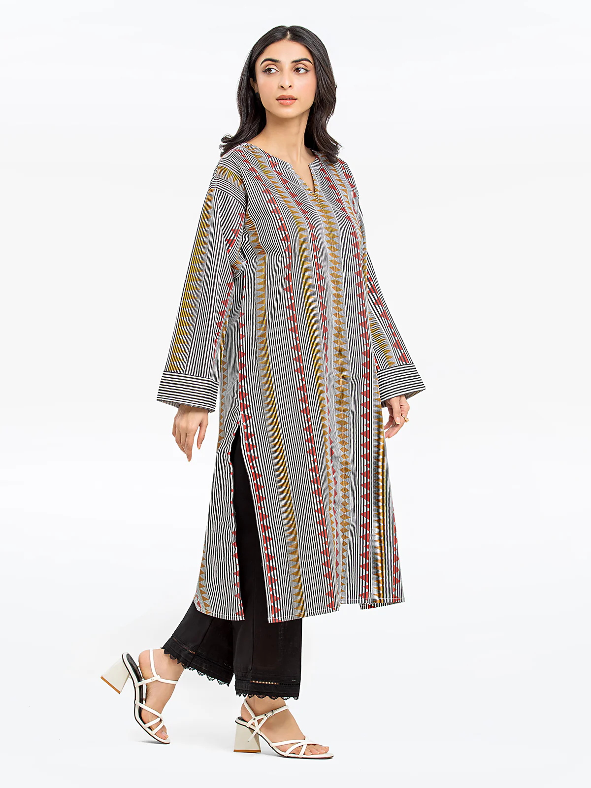 Printed Cotton Satin Shirt - EWTKP24-69690S - Image 3