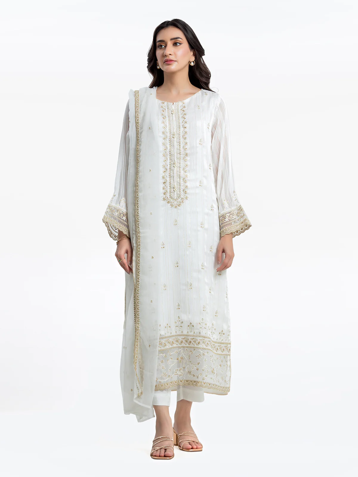 Embroidered Chiffon Shirt Trouser - EWTPLE24-00013ST