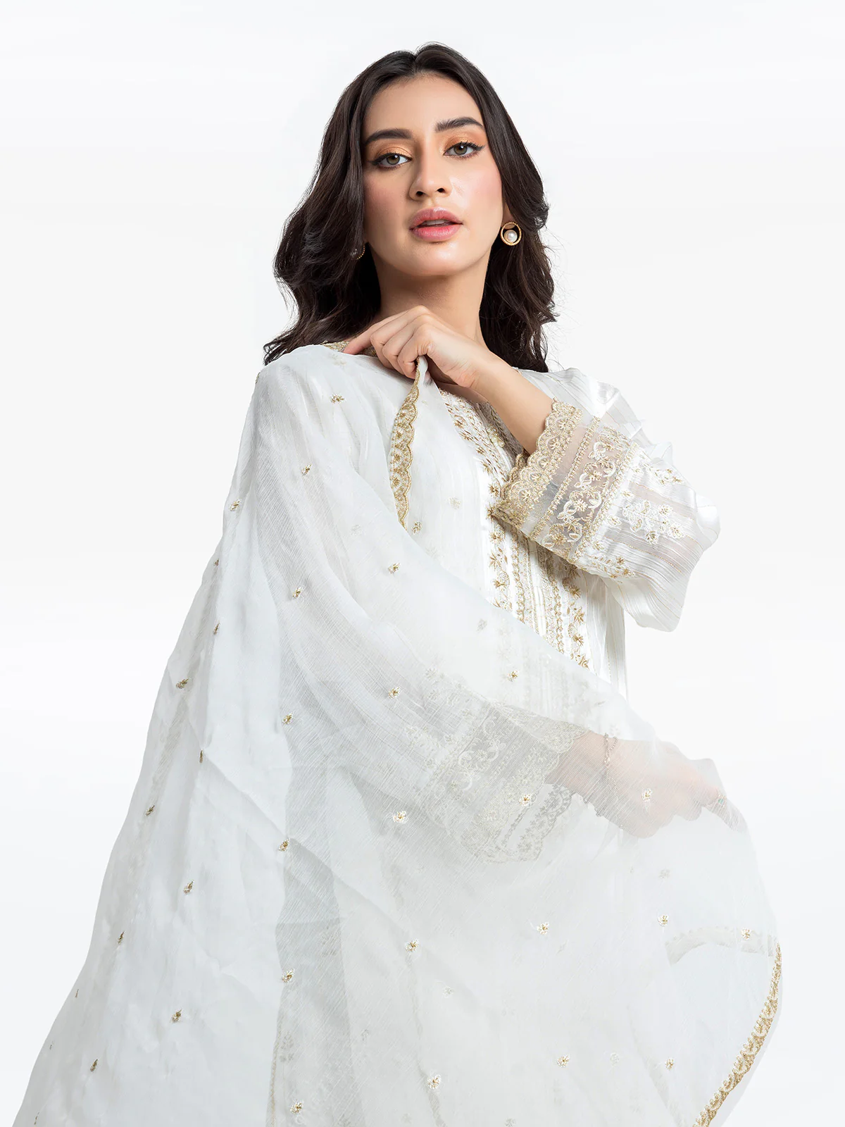 Embroidered Chiffon Shirt Trouser - EWTPLE24-00013ST - Image 2