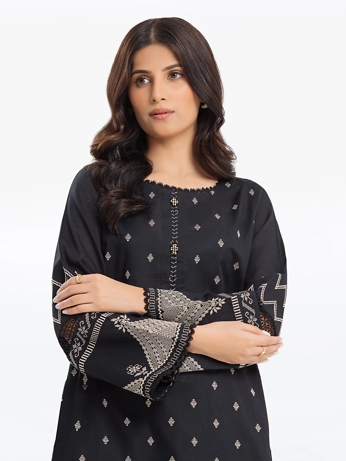 Embroidered Cambric Shirt Trouser - EWTKE24-81040ST