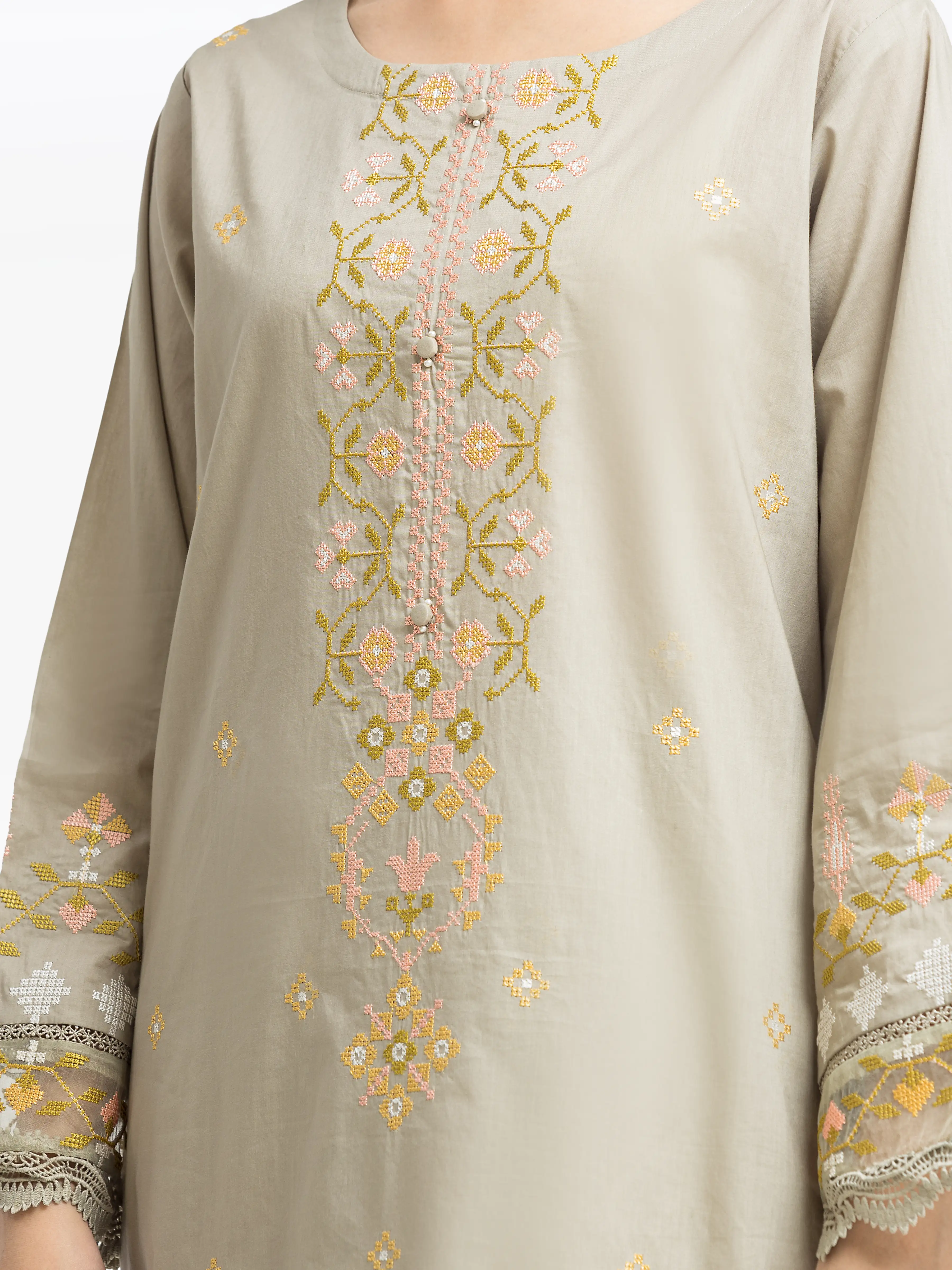 Embroidered Cambric Shirt Trouser - EWTKE24-81052ST - Image 4