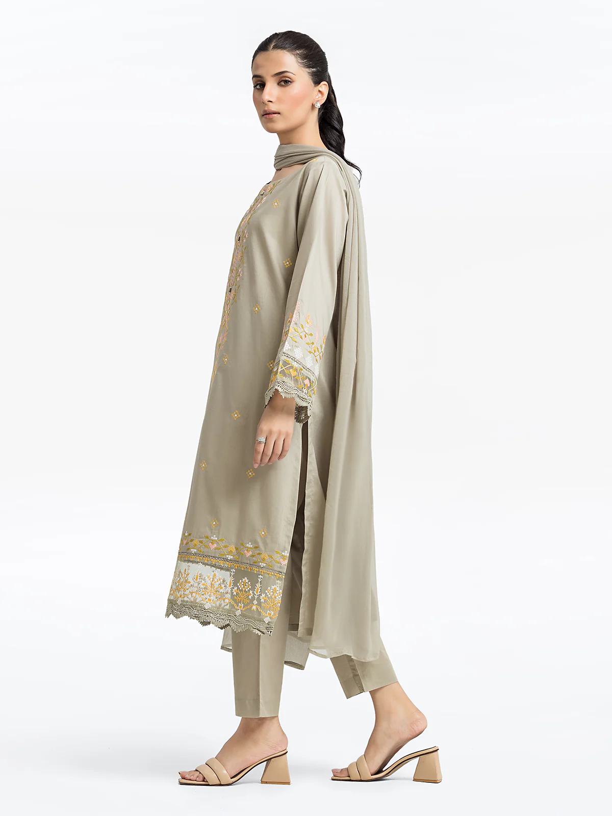 Embroidered Cambric Shirt Trouser - EWTKE24-81052ST - Image 5