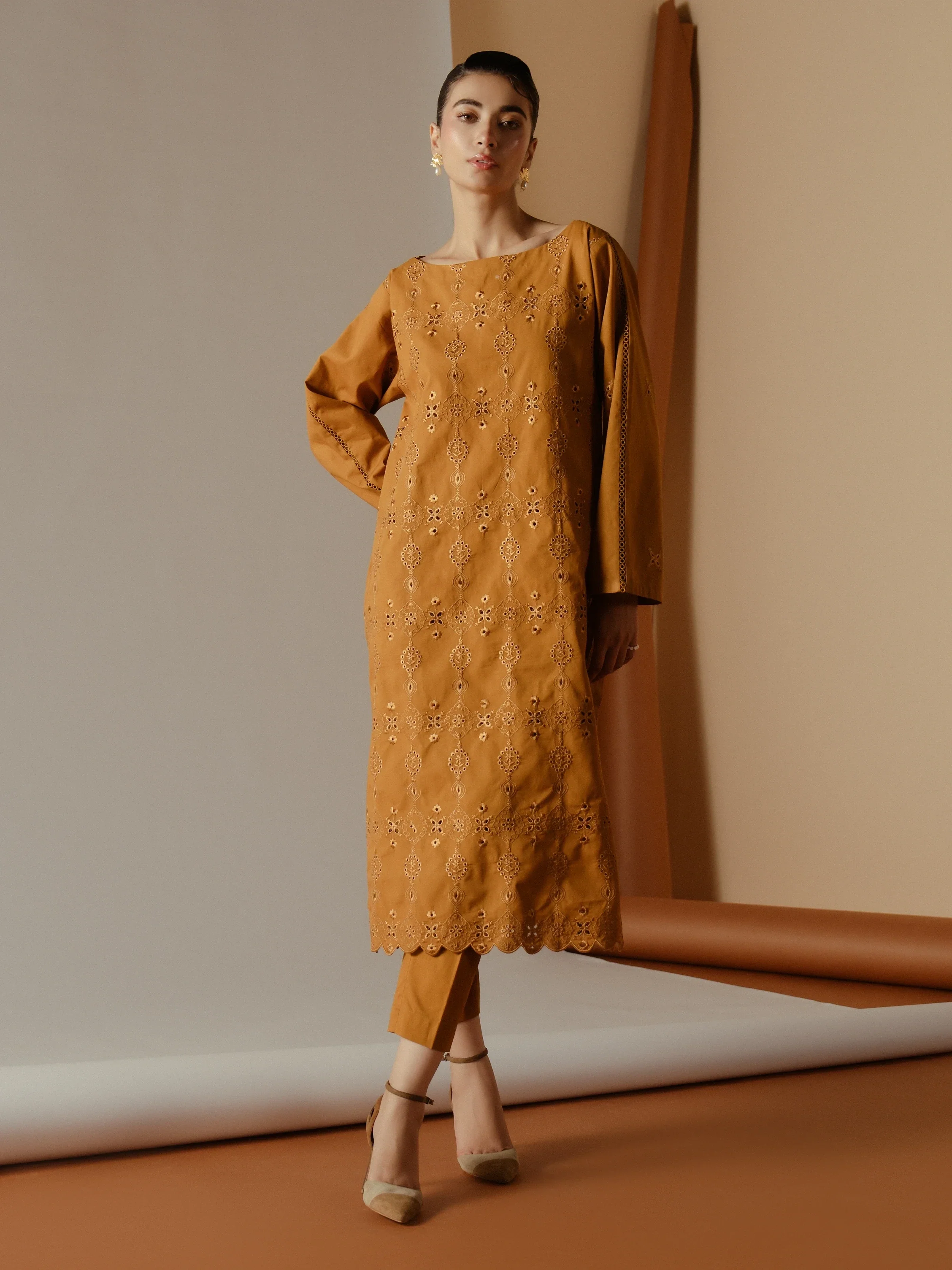 Embroidered Cambric Shirt Trouser - EWTKE24-81198ST