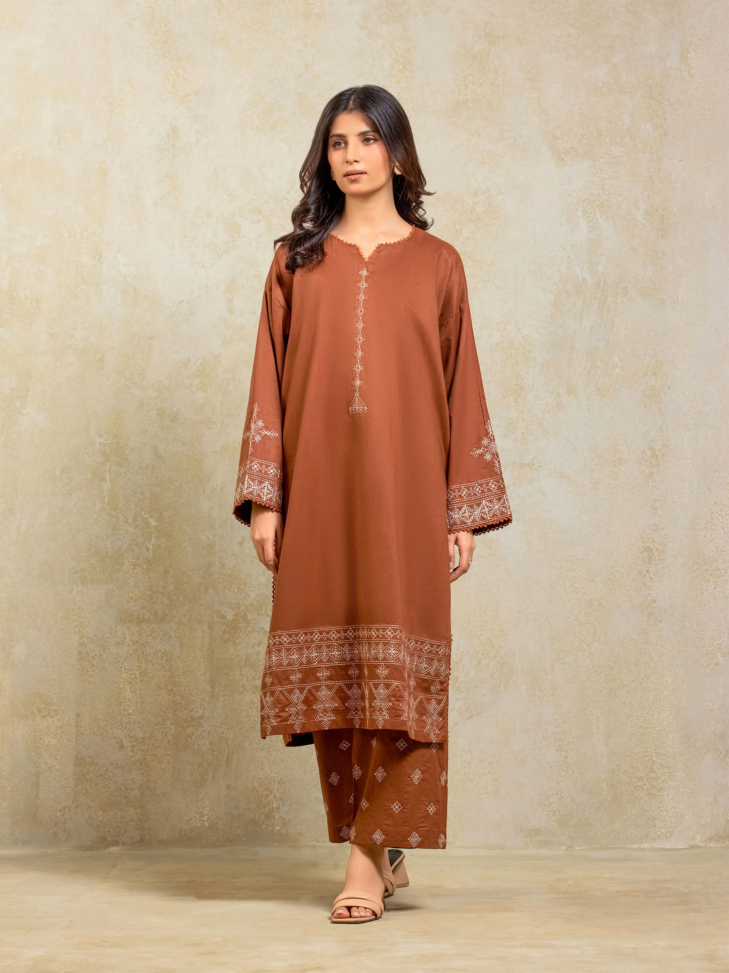 Embroidered Cambric Shirt Trouser - EWTKE25-81602ST