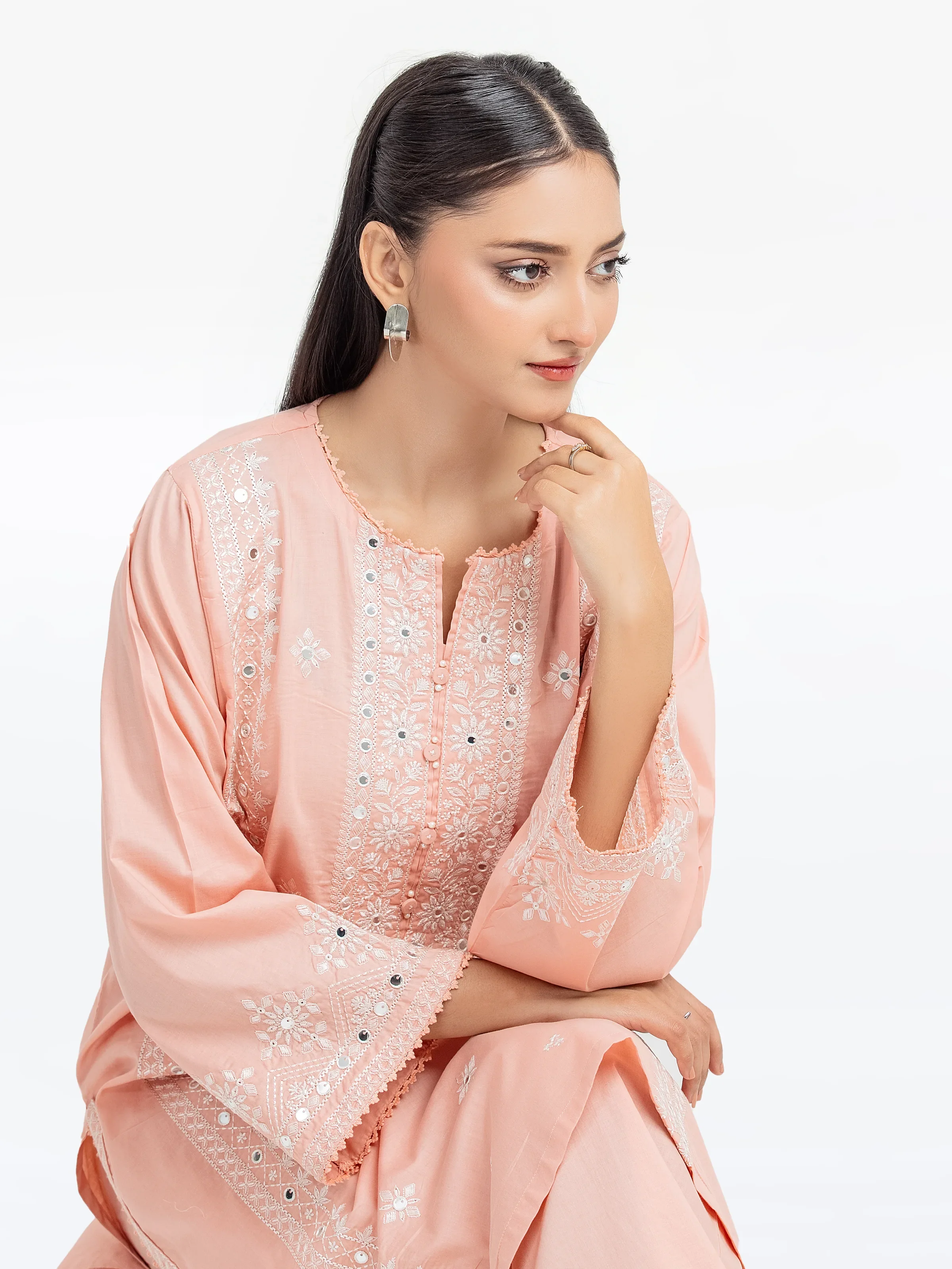 Embroidered Cambric Co-Ord Set - EWTKE25-81628ST - Image 2