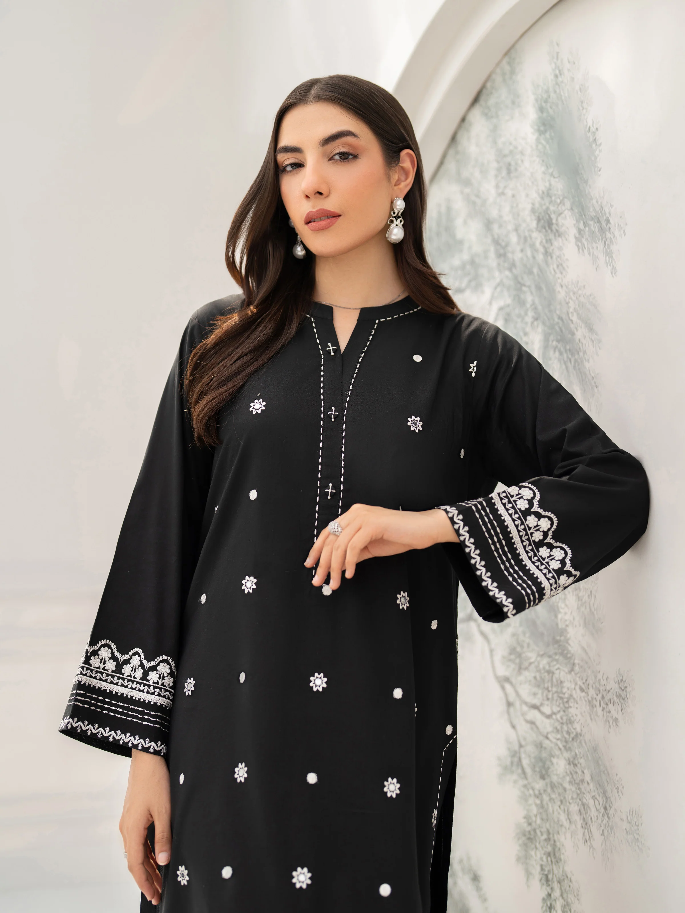 Embroidered Cambric Shirt Trouser - EWTKE5-81091ST - Image 2