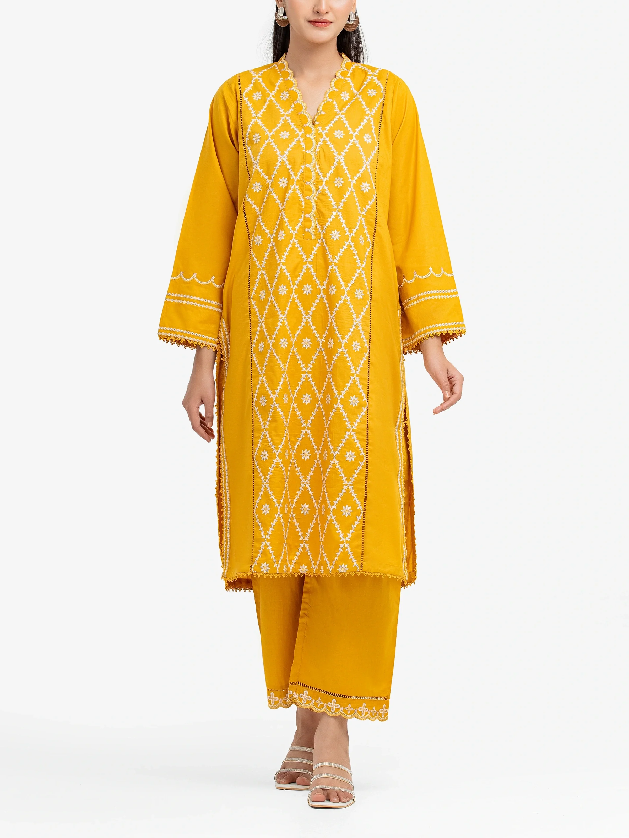 Embroidered Cambric Co-Ord Set - EWTKE5-81624ST