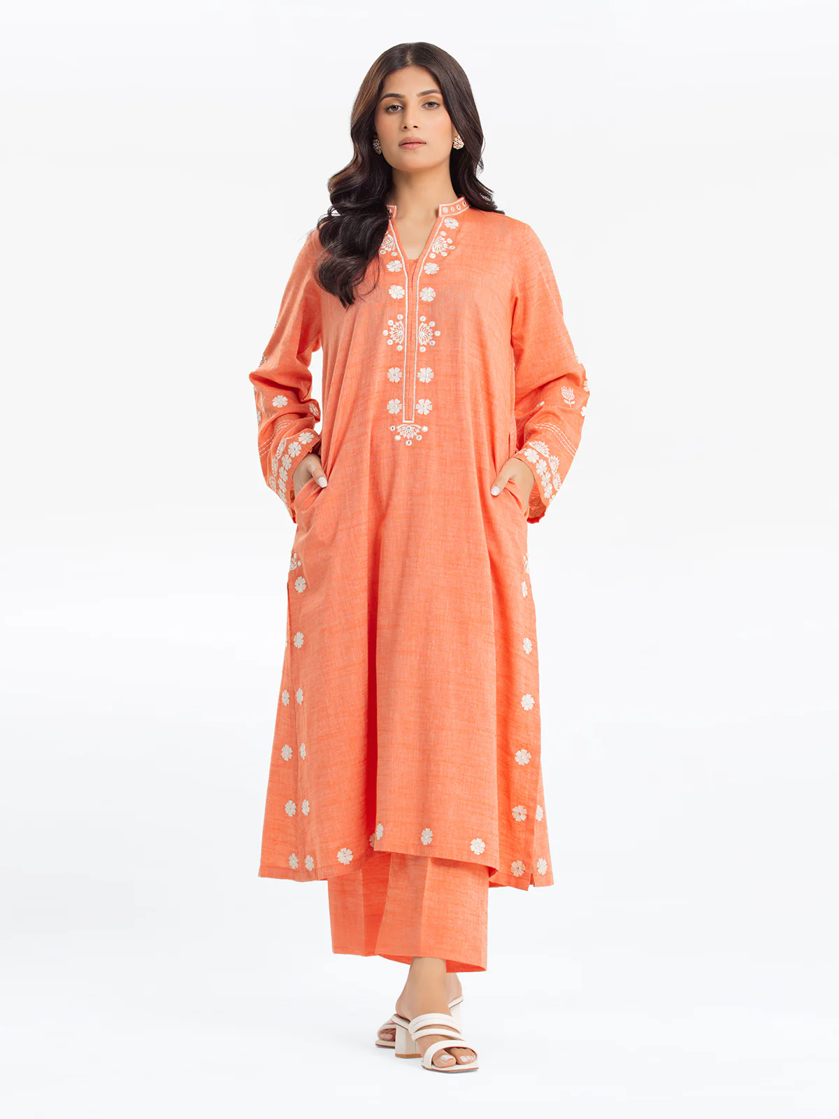 Embroidered Chambray Shirt Trouser - EWTKE24-80351ST - Image 2