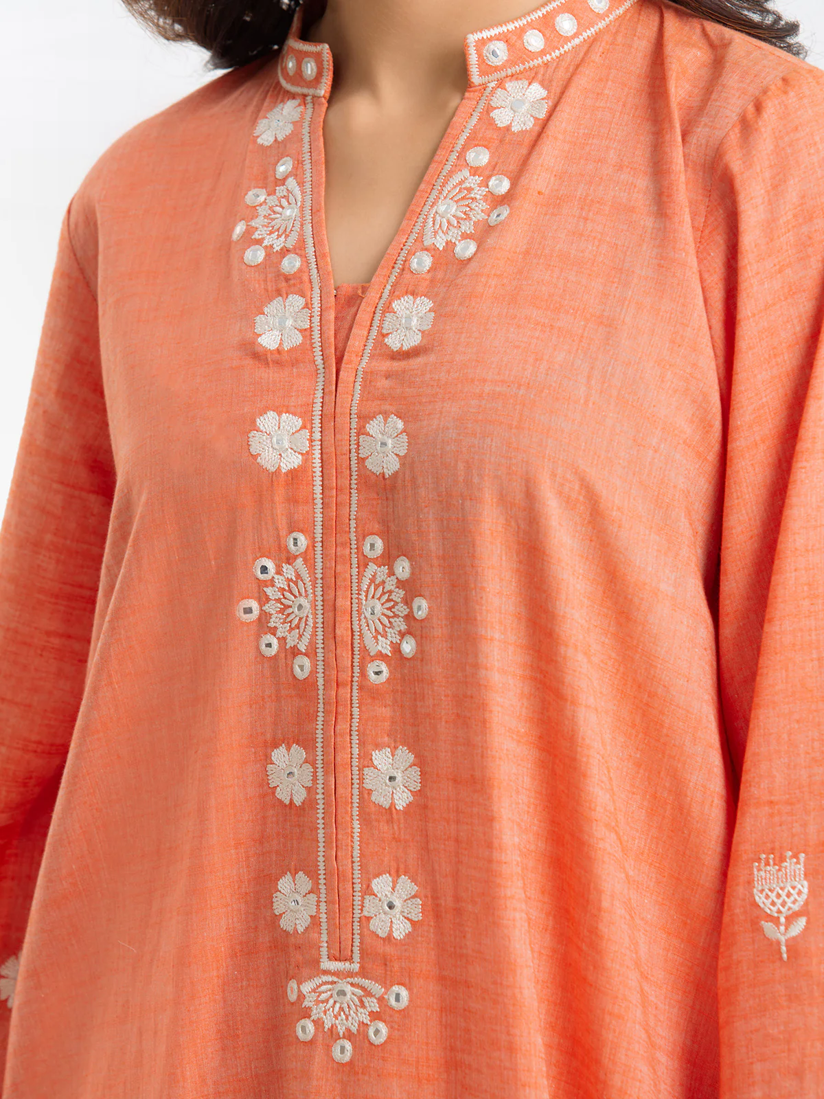 Embroidered Chambray Shirt Trouser - EWTKE24-80351ST - Image 3
