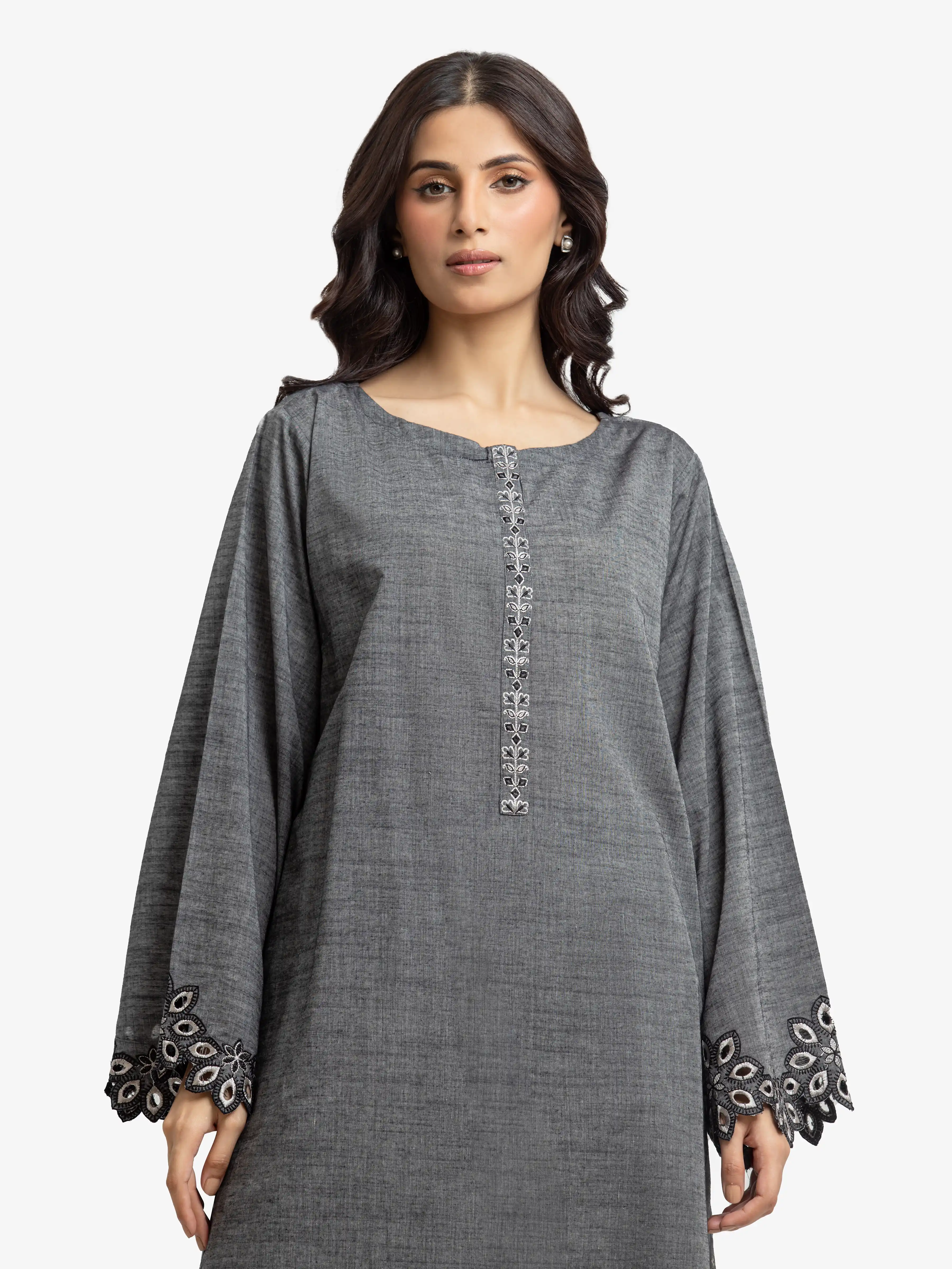 Embroidered Chambray Shirt Trouser - EWTKE24-81177ST - Image 2