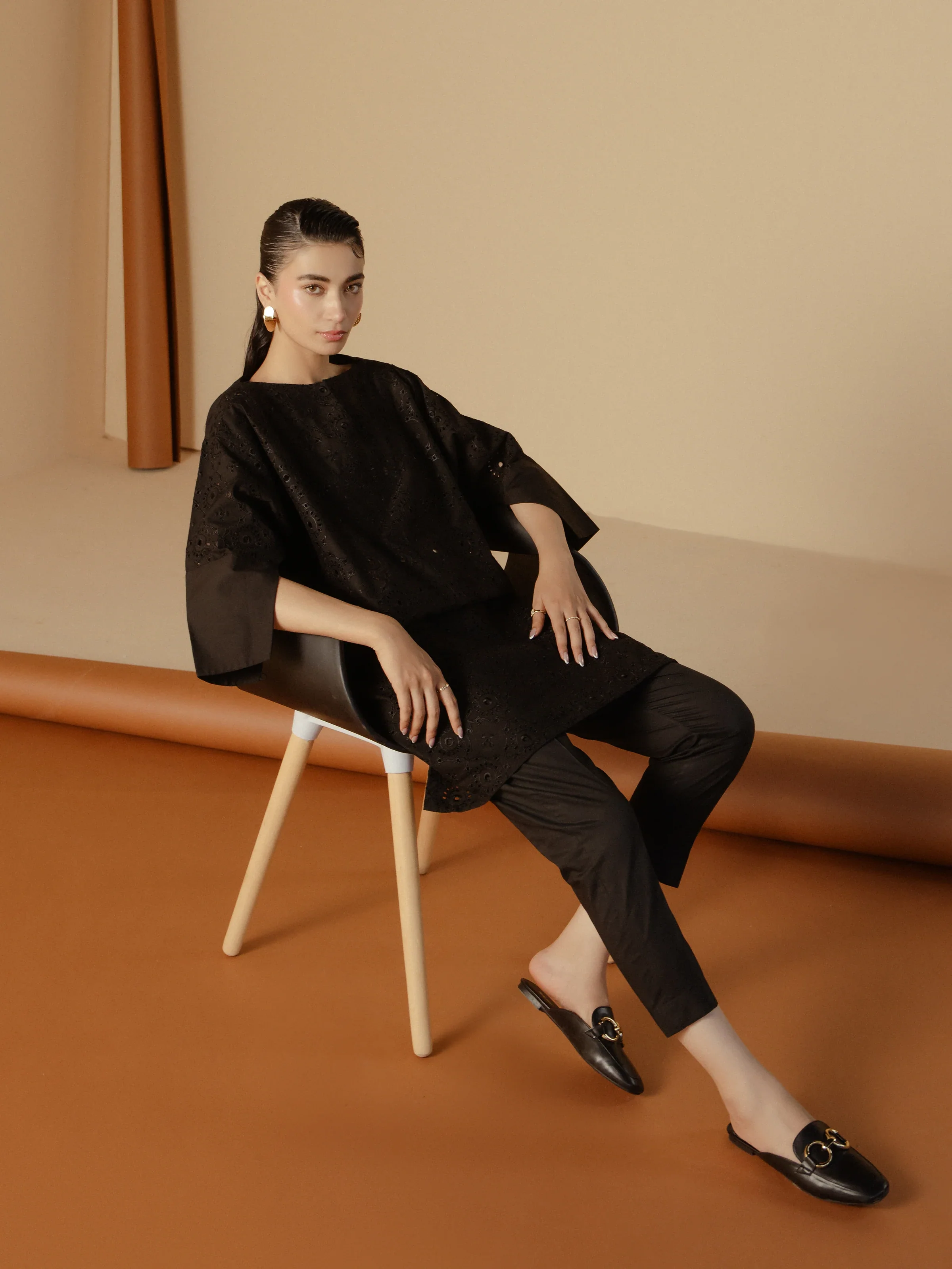 Embroidered Cotton Shirt Trouser - EWTKE24-81197ST - Image 2