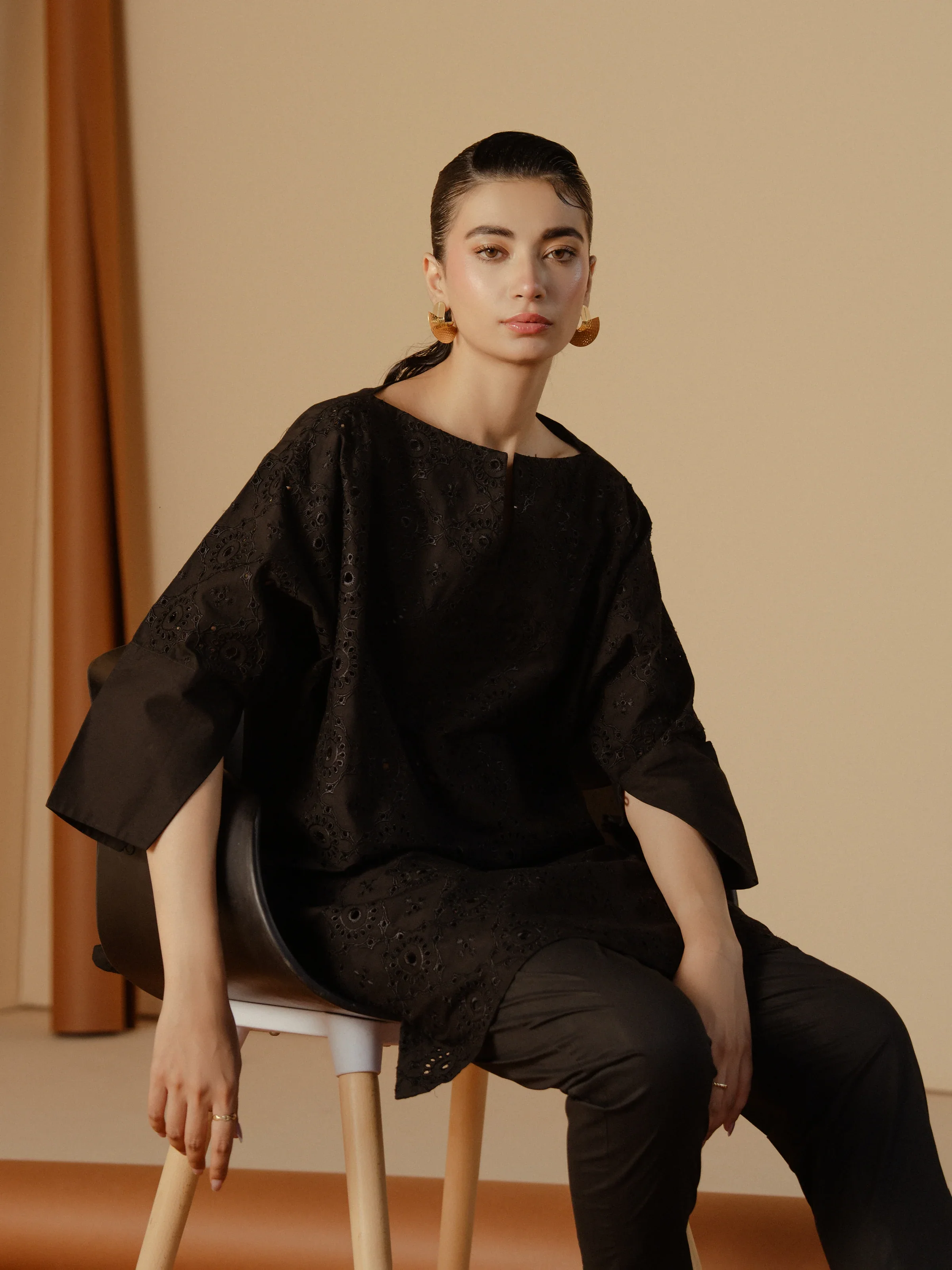 Embroidered Cotton Shirt Trouser - EWTKE24-81197ST - Image 3