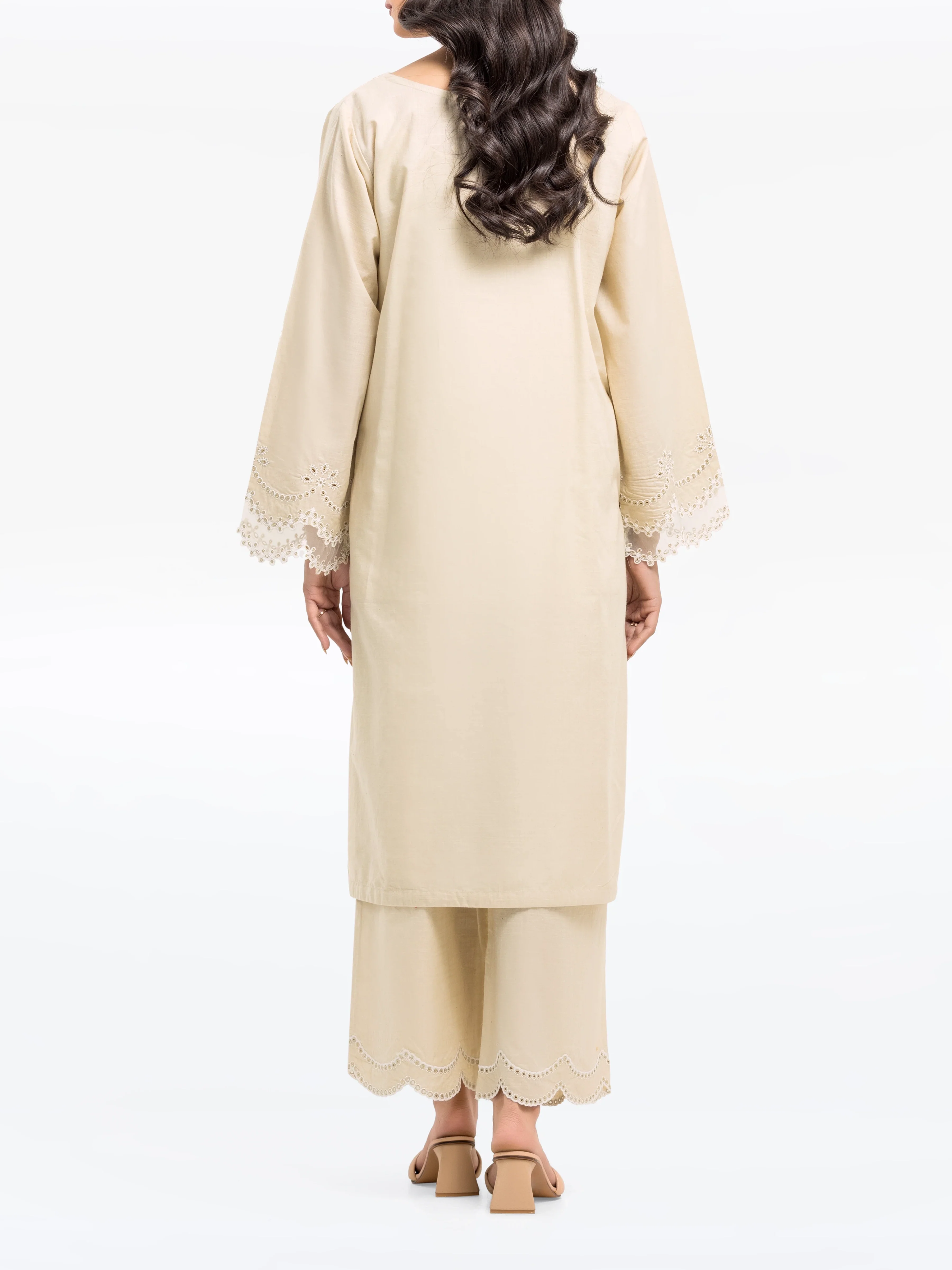 Embroidered Cotton Slub Shirt Trouser - EWTKE24-81174ST - Image 6