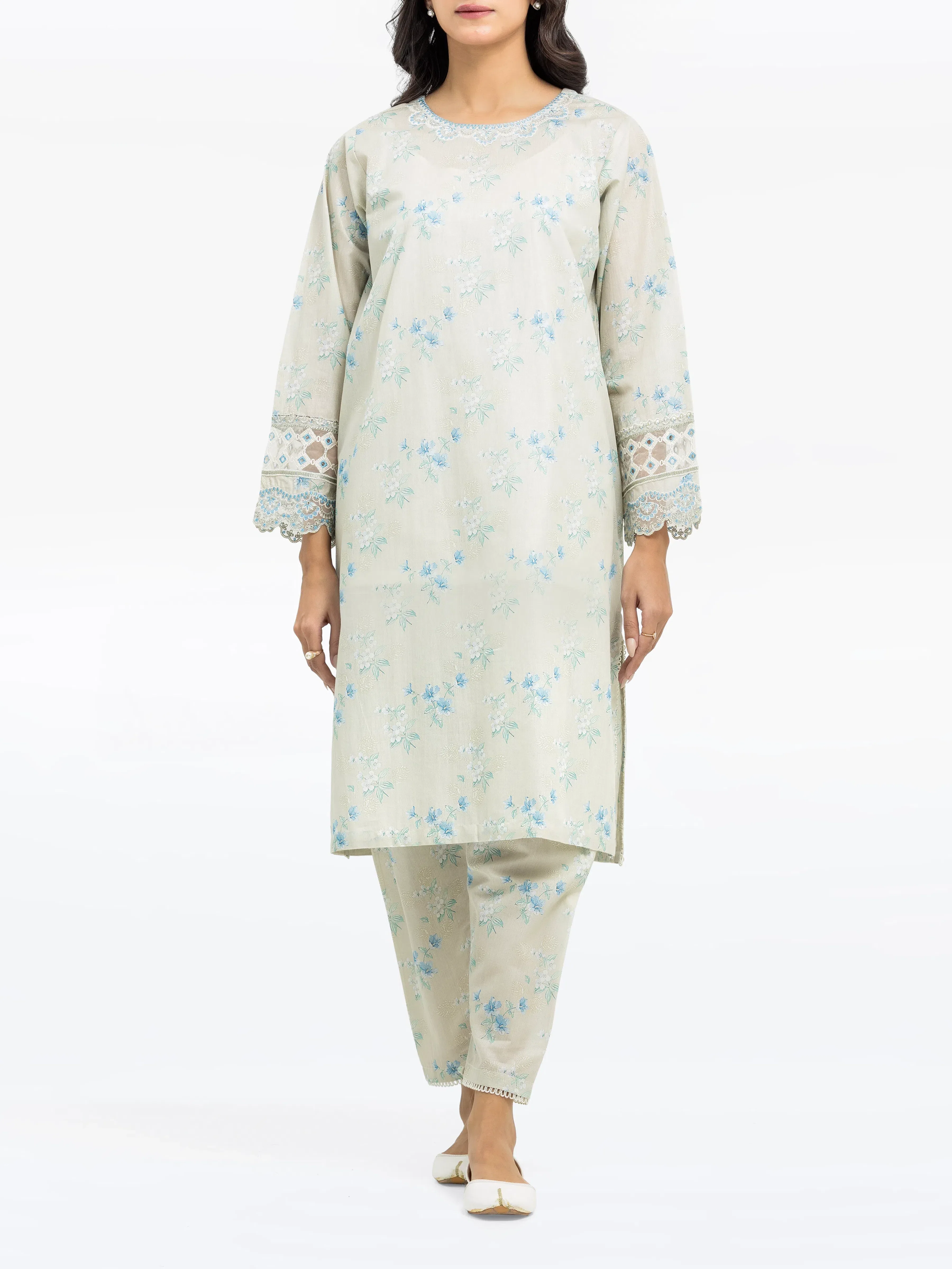 Embroidered Cotton Zari Shirt Trouser - EWTKE24-81162ST