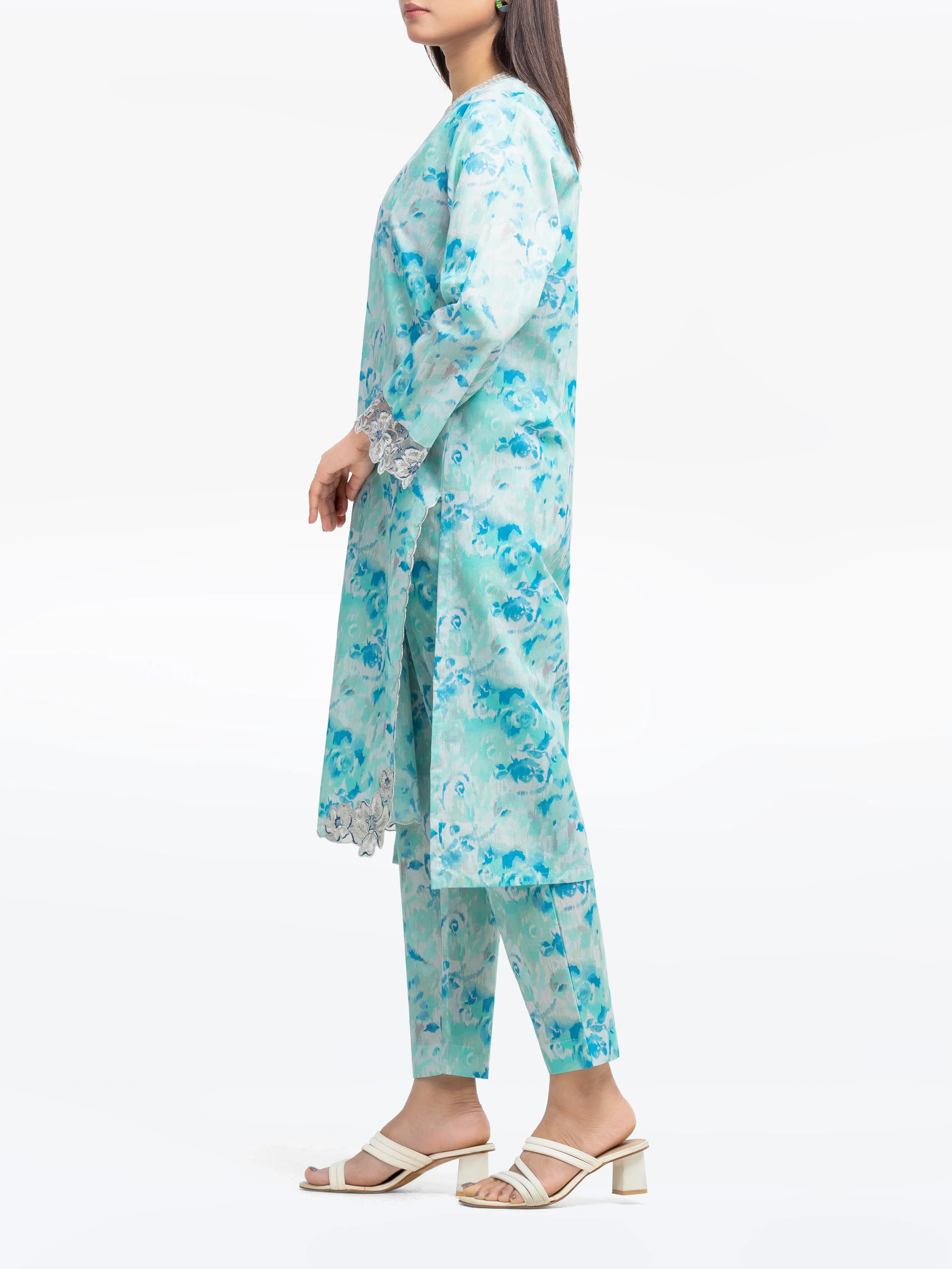 Embroidered Cotton Zari Shirt Trouser - EWTKE24-81164ST - Image 5