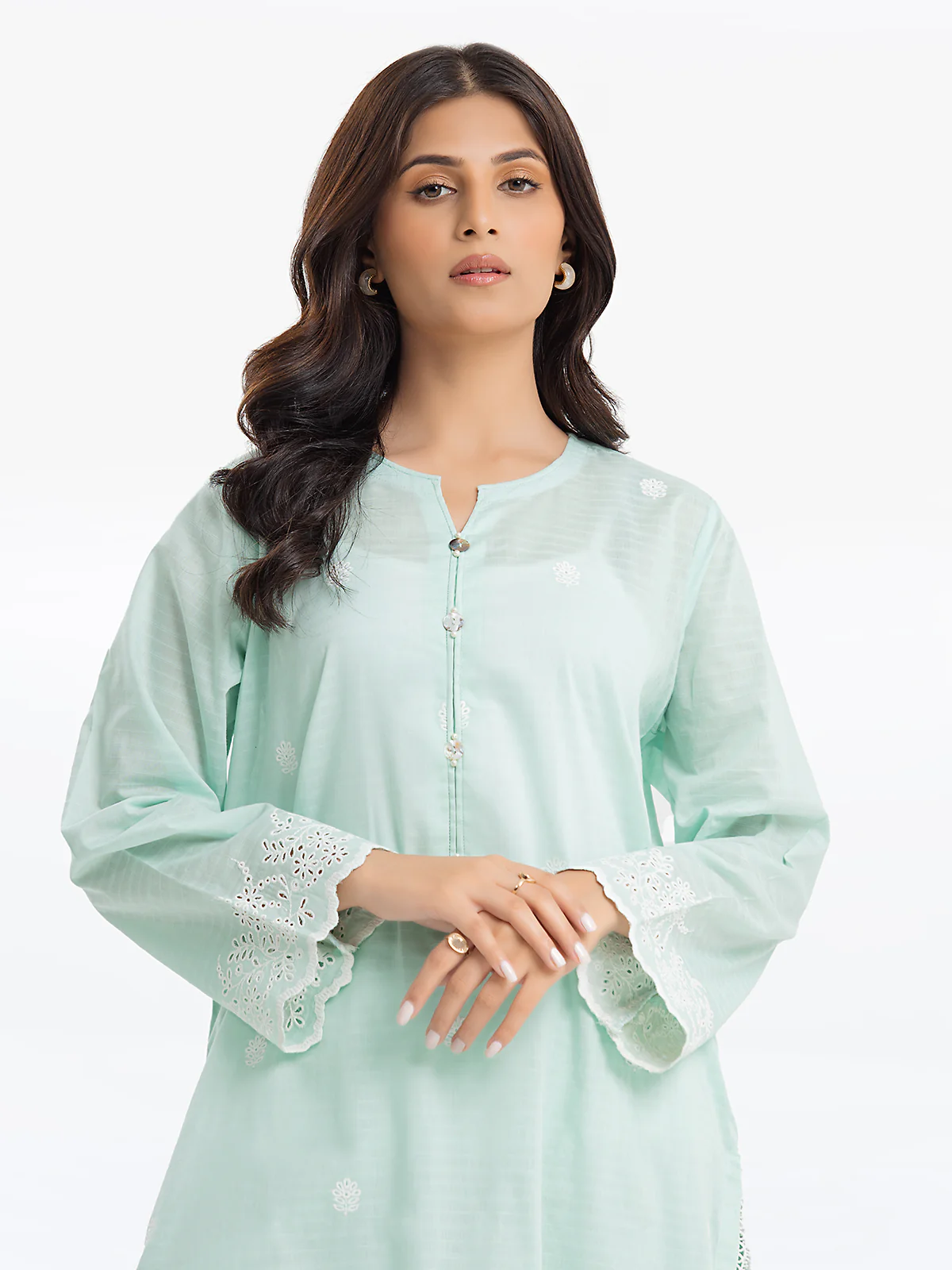 Embroidered Dobby Shirt Trouser - EWTKE24-69645ST - Image 2