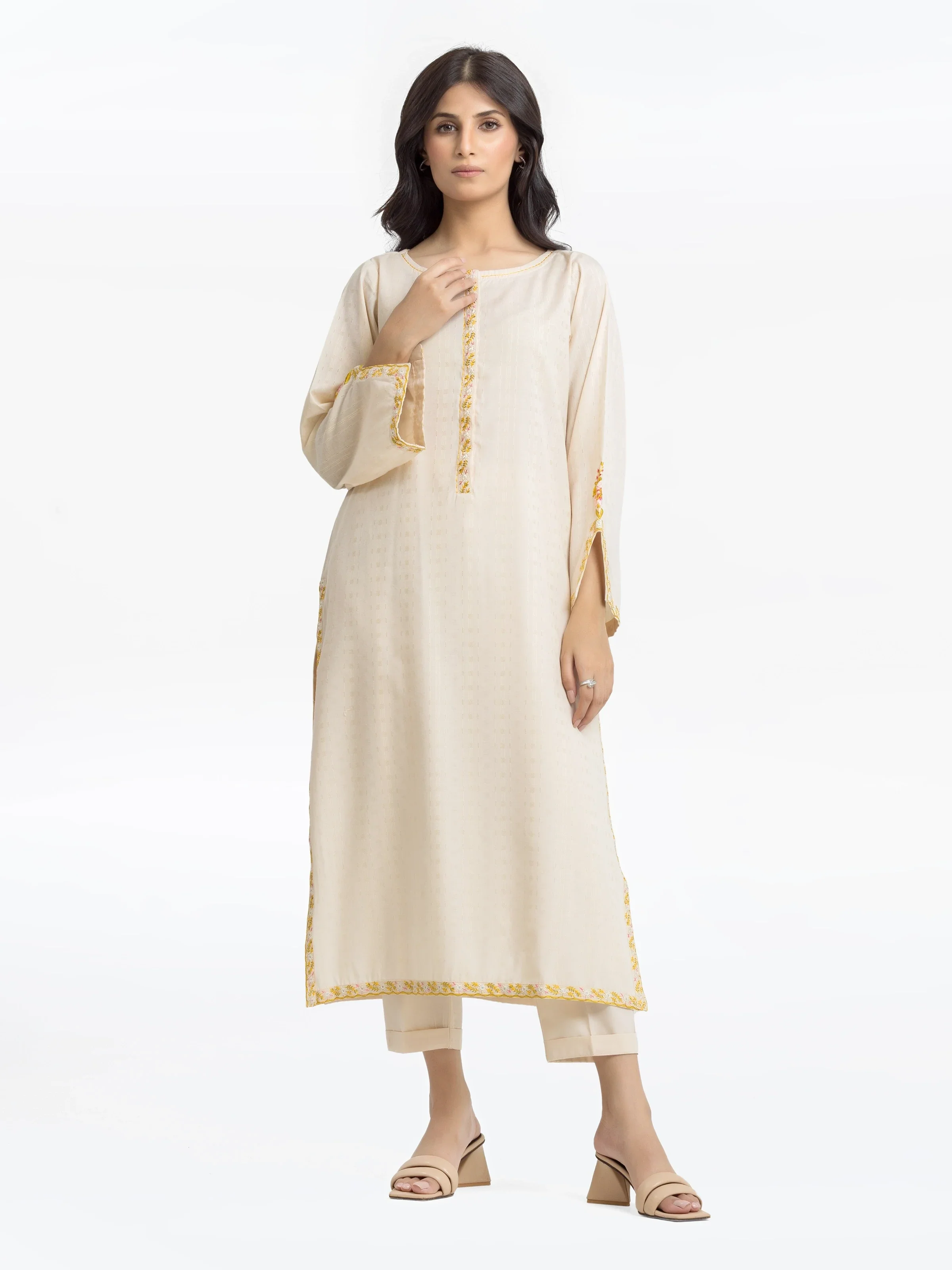 Embroidered Dobby Shirt Trouser - EWTKE24-69652ST