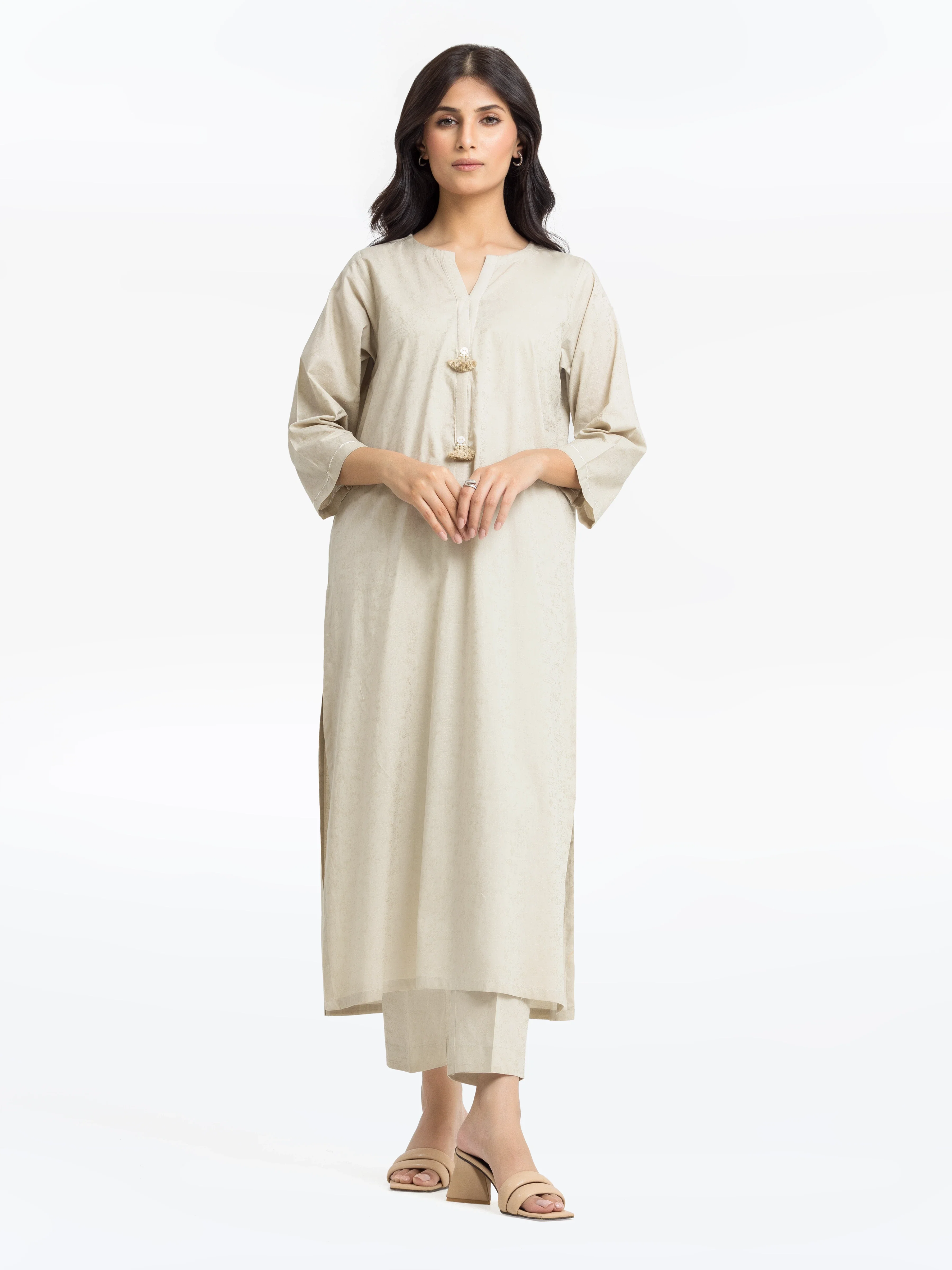 Embroidered Dobby Shirt Trouser - EWTKE24-69656ST - Image 2