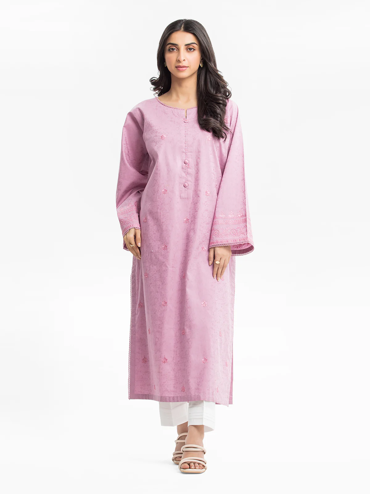 Embroidered Dobby Shirt Trouser - EWTKE24-69658ST