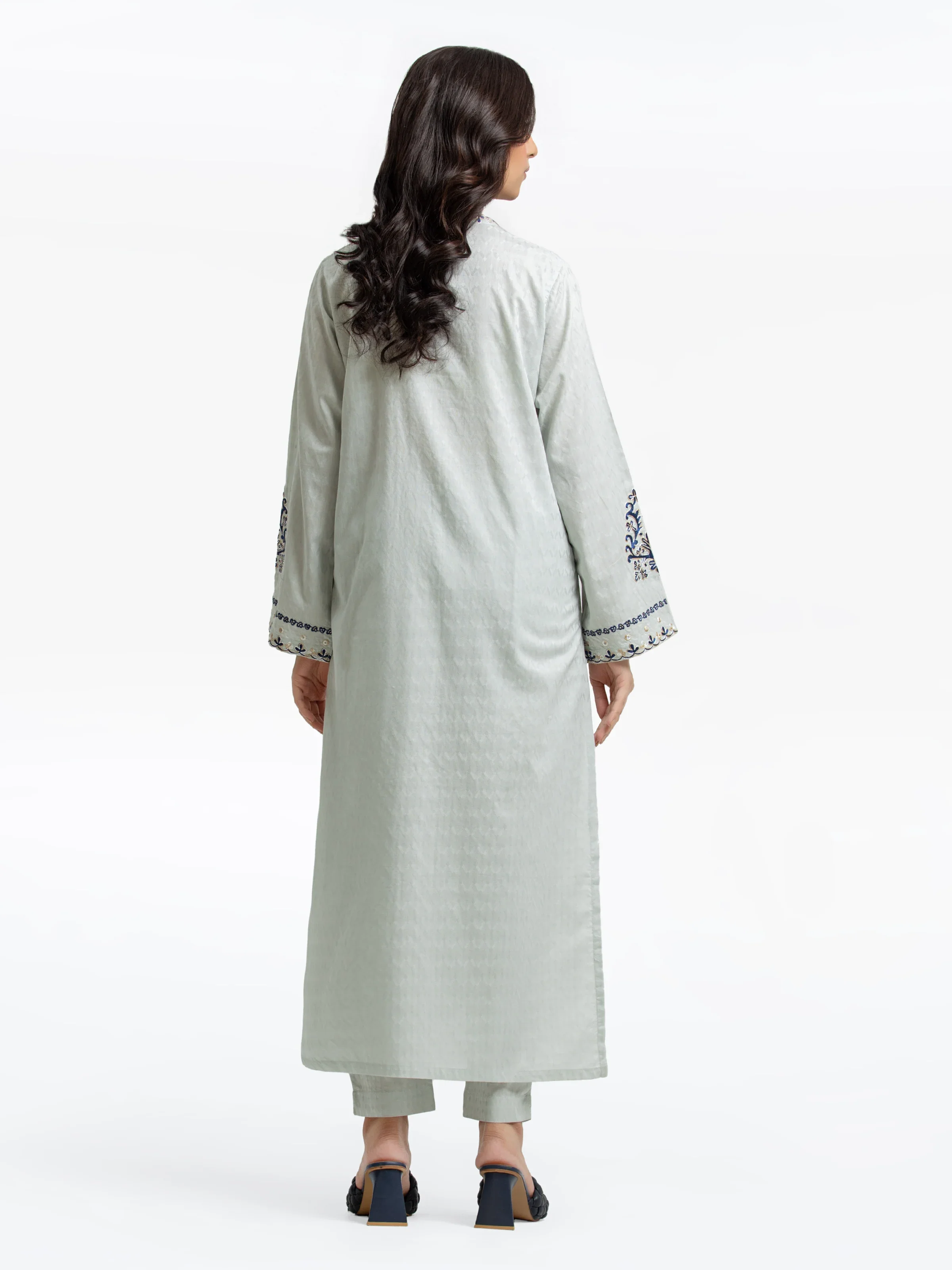 Embroidered Dobby Shirt Trouser - EWTKE24-69682ST - Image 4