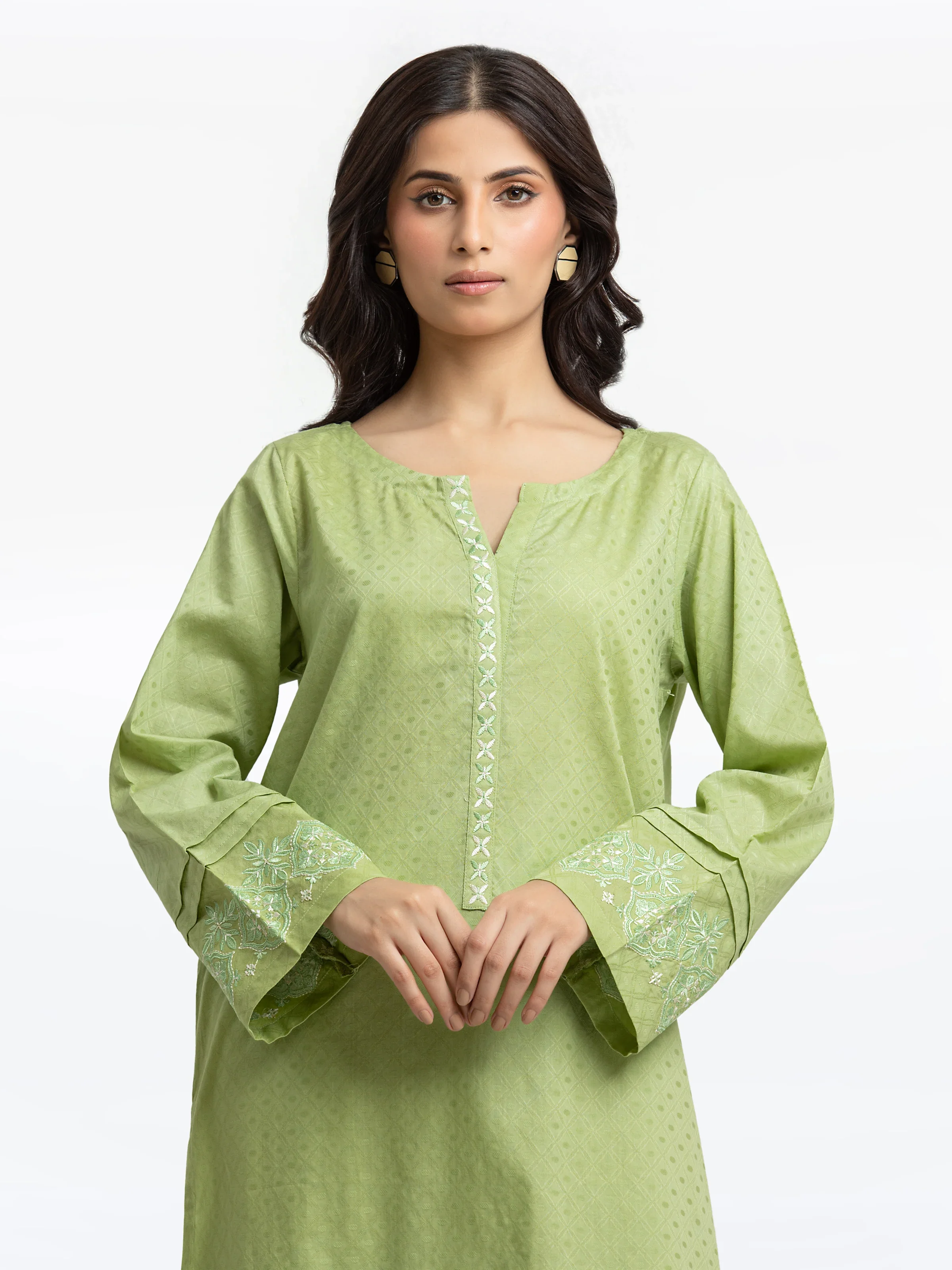 Embroidered Dobby Shirt Trouser - EWTKE24-69683ST