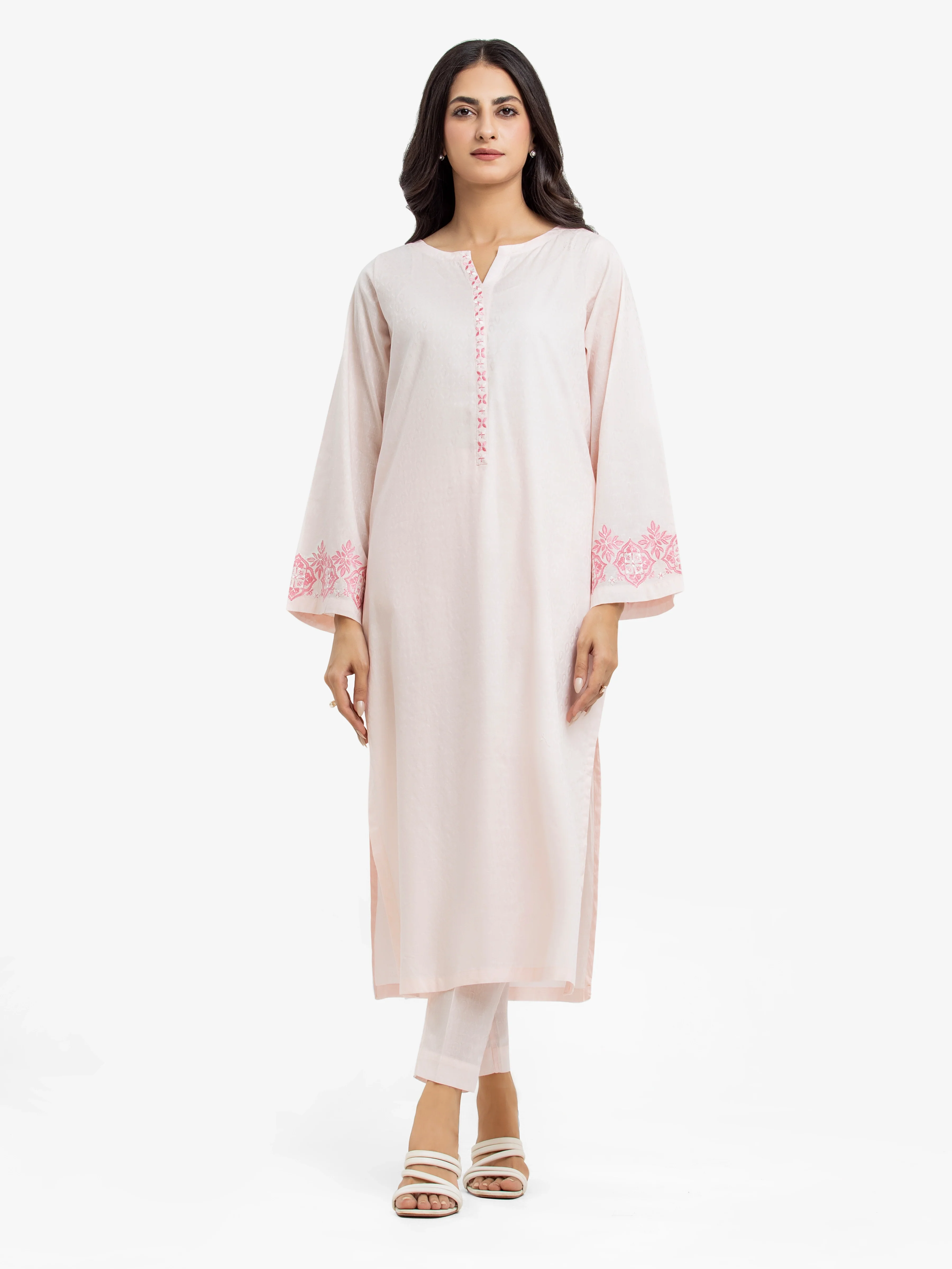 Embroidered Dobby Shirt Trouser - EWTKE24-69684ST - Image 2