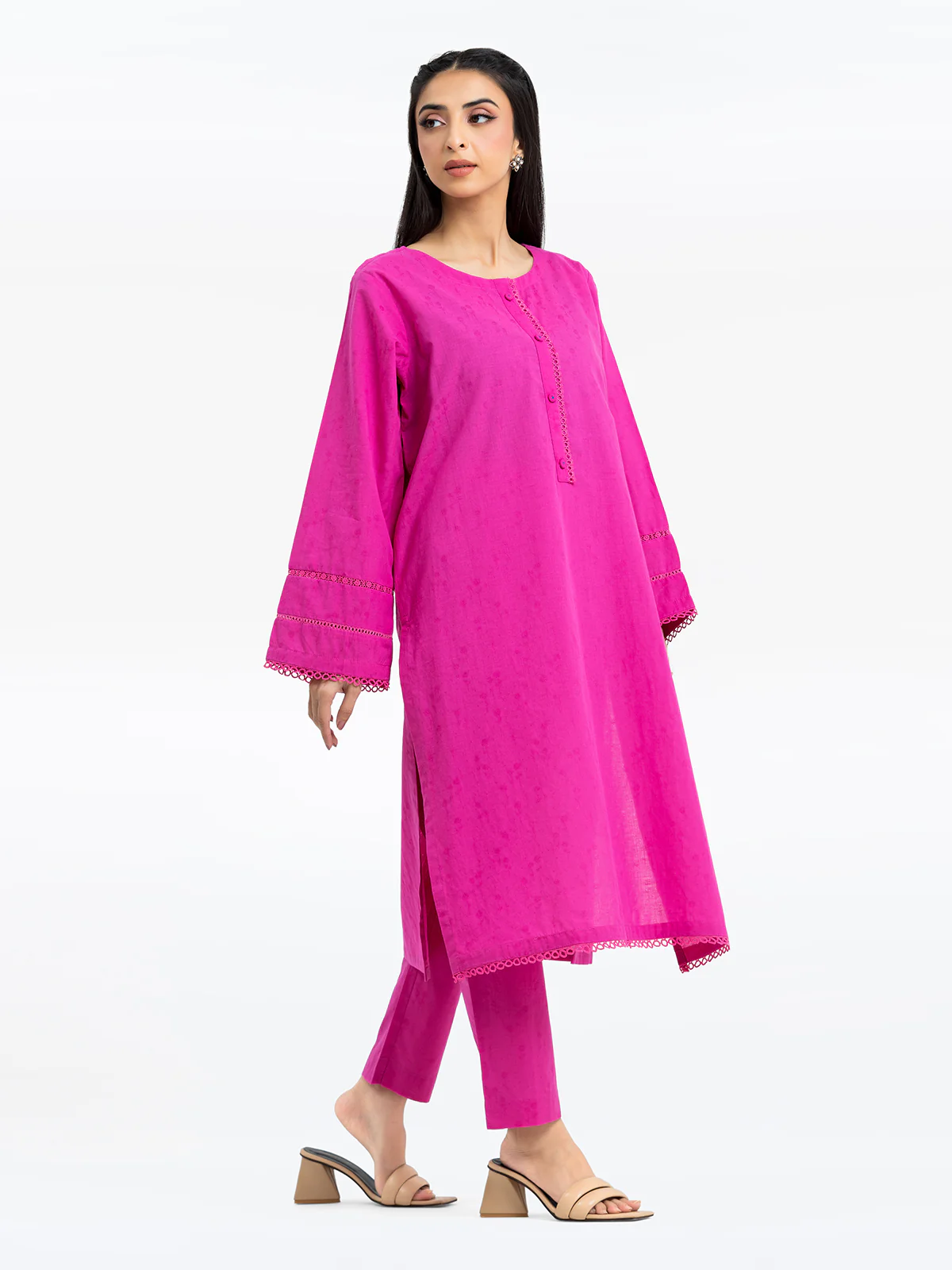 Embroidered Dobby Shirt Trouser - EWTKE24-69696ST - Image 5