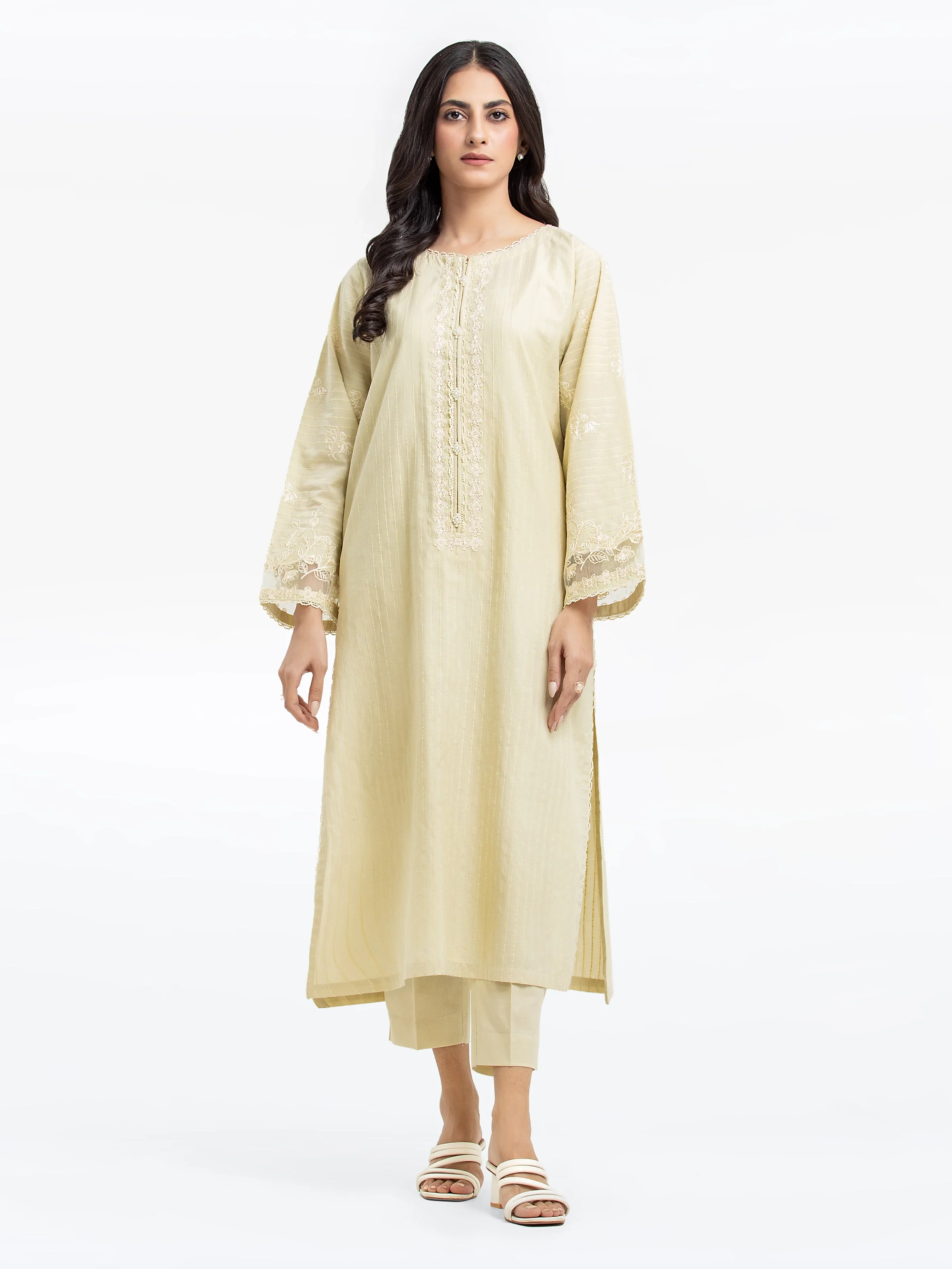 Embroidered Dobby Shirt Trouser - EWTKE24-69715ST - Image 2