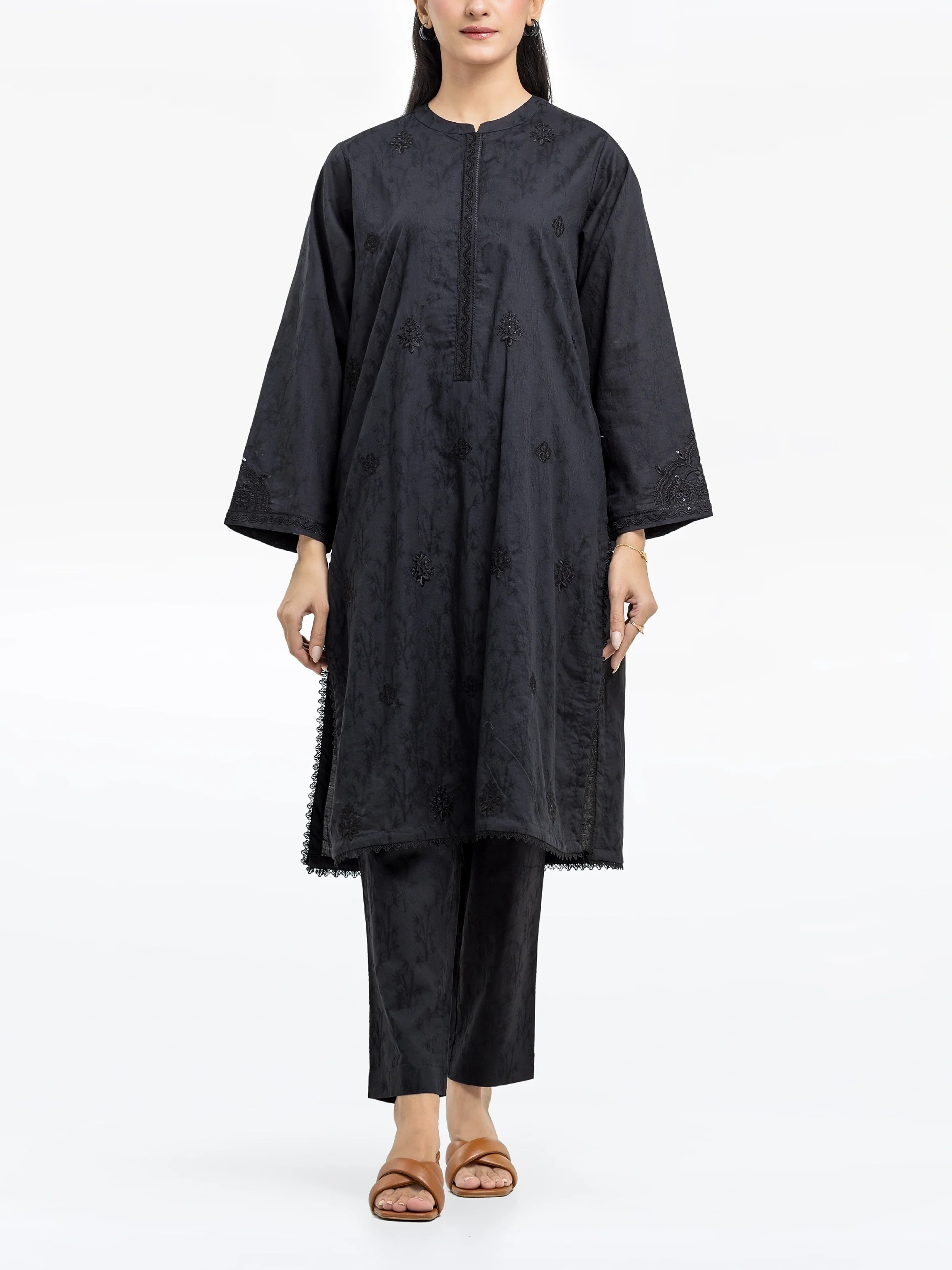 Embroidered Dobby Shirt Trouser - EWTKE24-80114ST