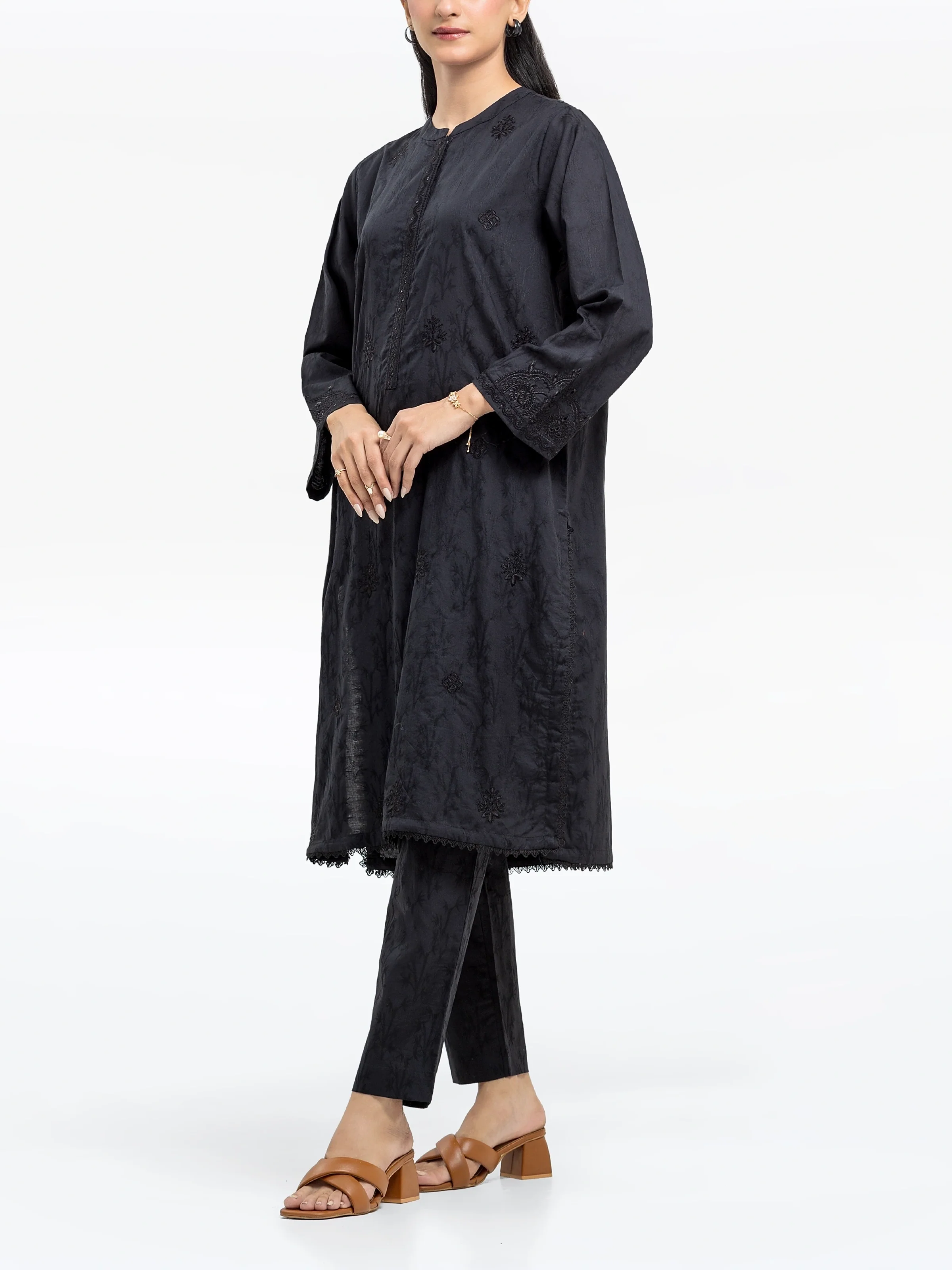 Embroidered Dobby Shirt Trouser - EWTKE24-80114ST - Image 3